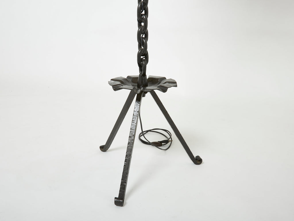 Signed Jacques Vidal French Mid Century Wrought Iron floor lamp 1967