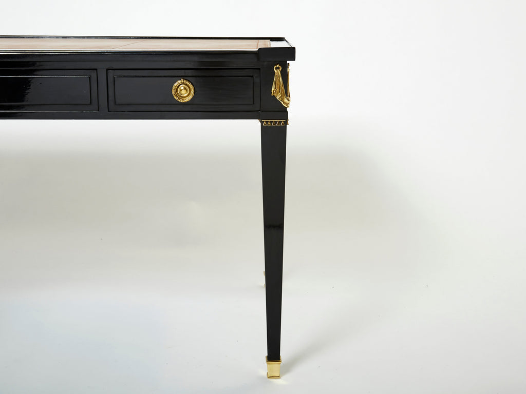 Stamped Maison Jansen Louis XVI ebonized desk bureau plat 1950s