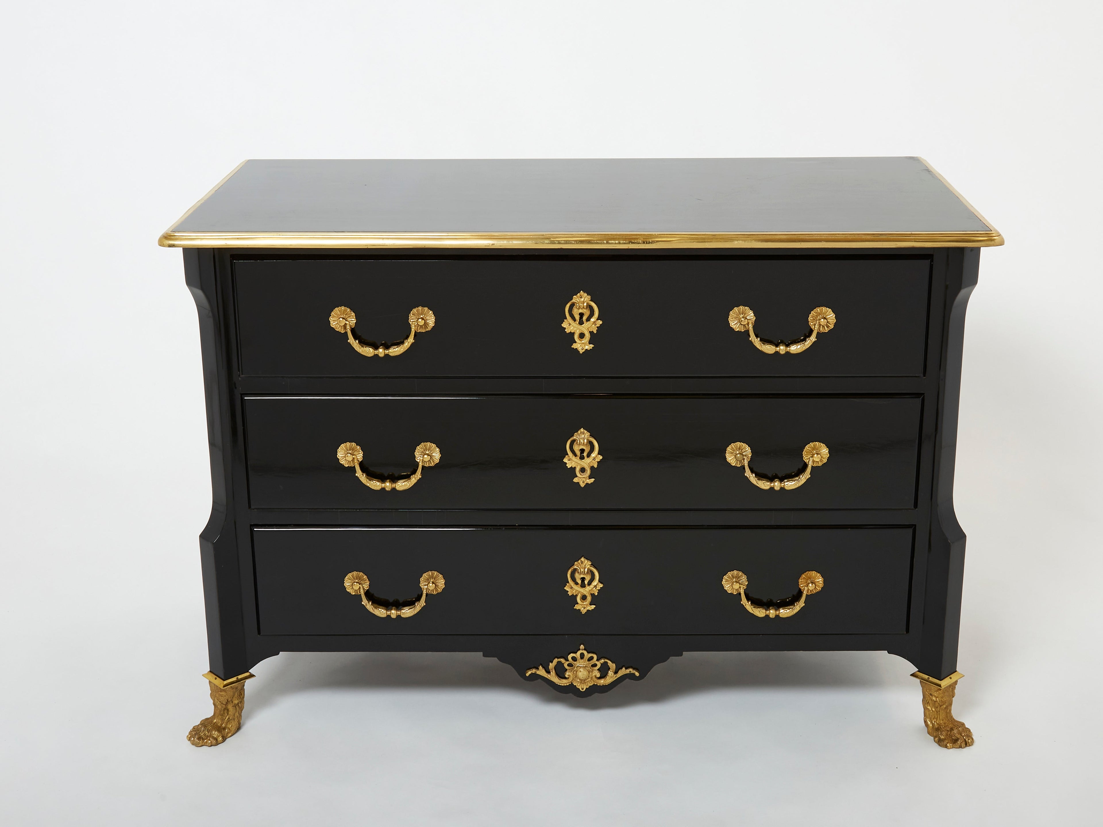 Stamped Maison Jansen ebonized bronze chest of drawers 1950s