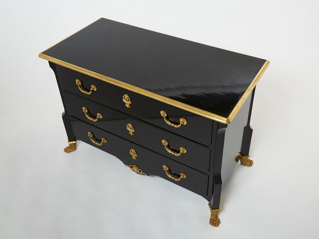Stamped Maison Jansen ebonized bronze chest of drawers 1950s