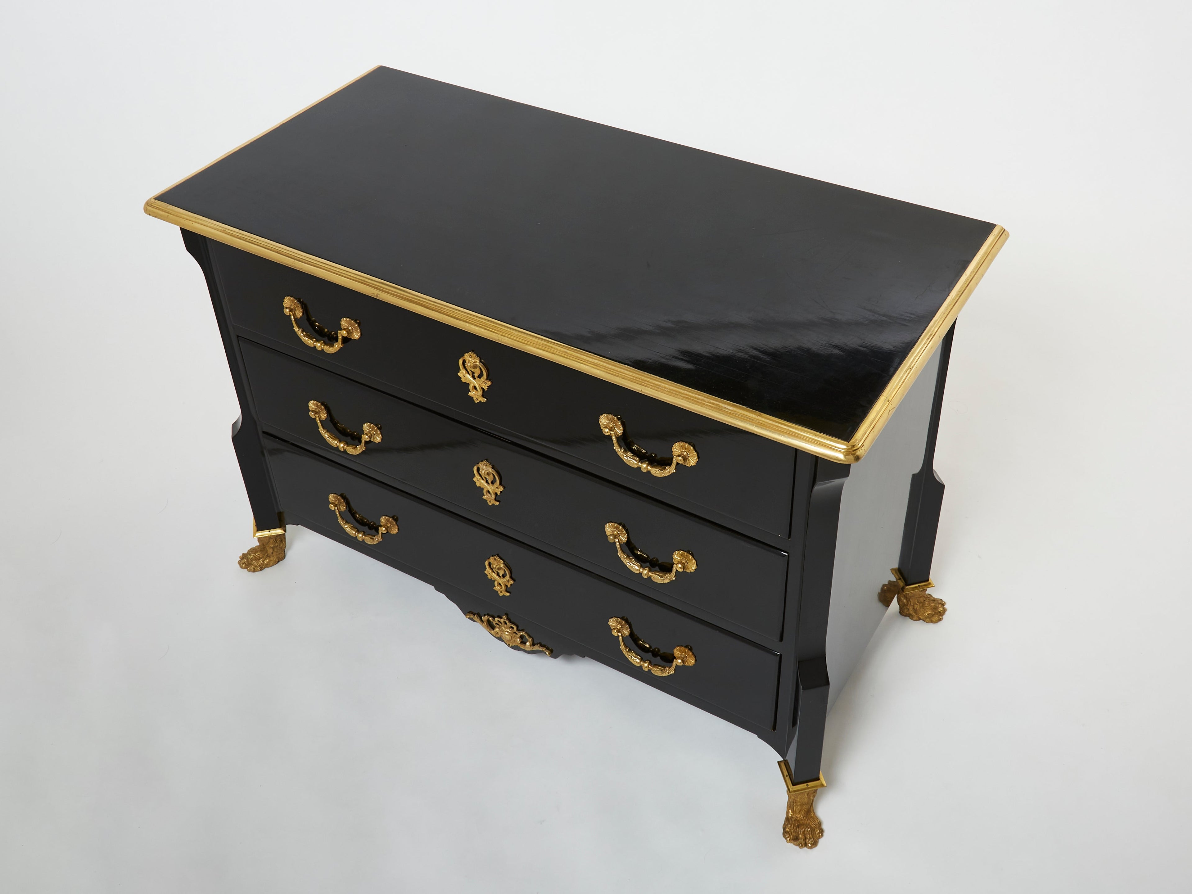 Stamped Maison Jansen ebonized bronze chest of drawers 1950s