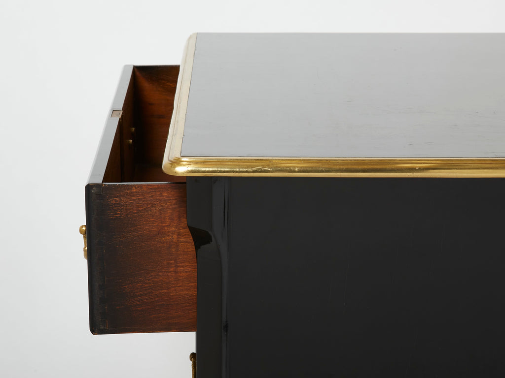 Stamped Maison Jansen ebonized bronze chest of drawers 1950s