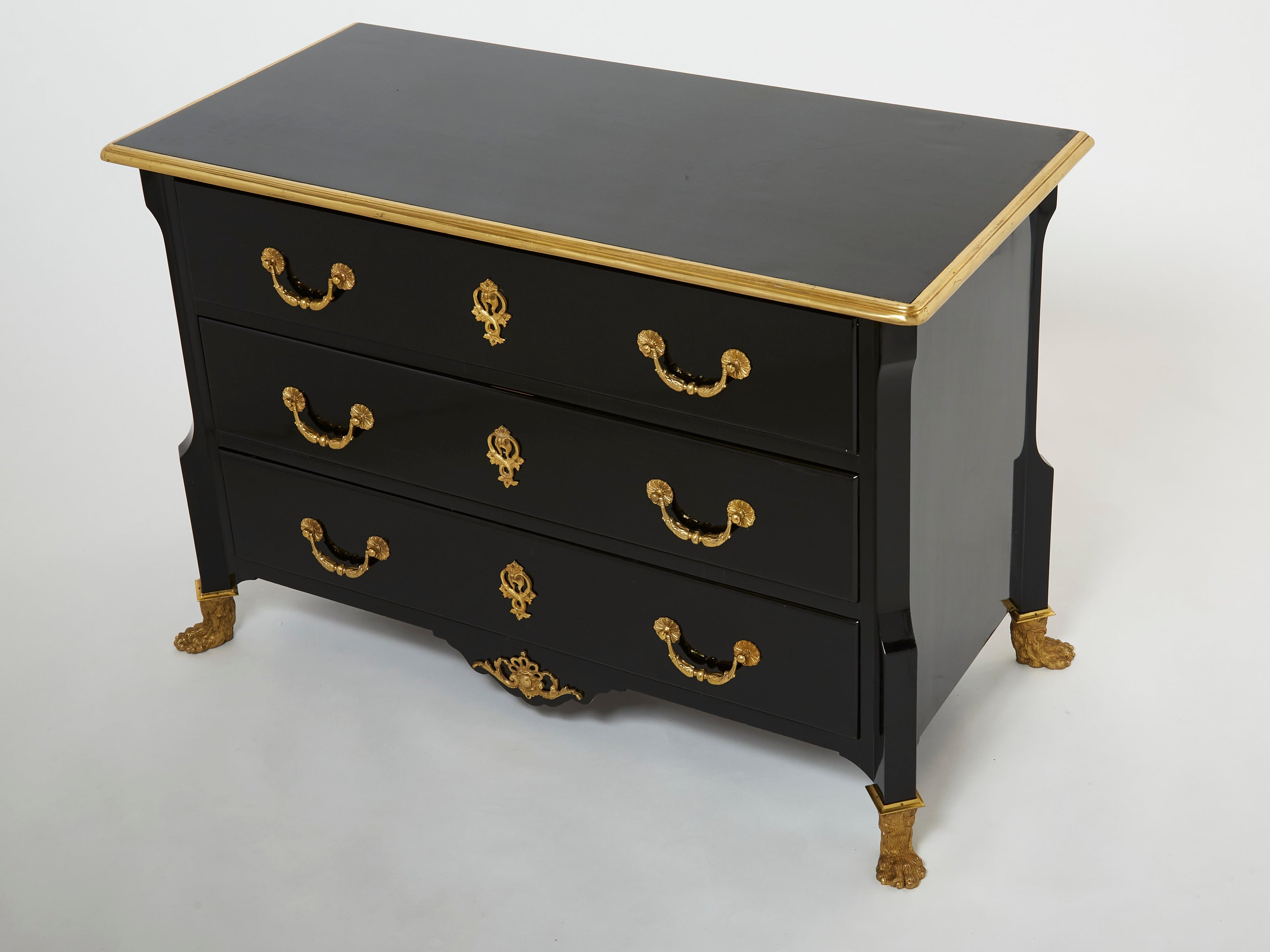Stamped Maison Jansen ebonized bronze chest of drawers 1950s