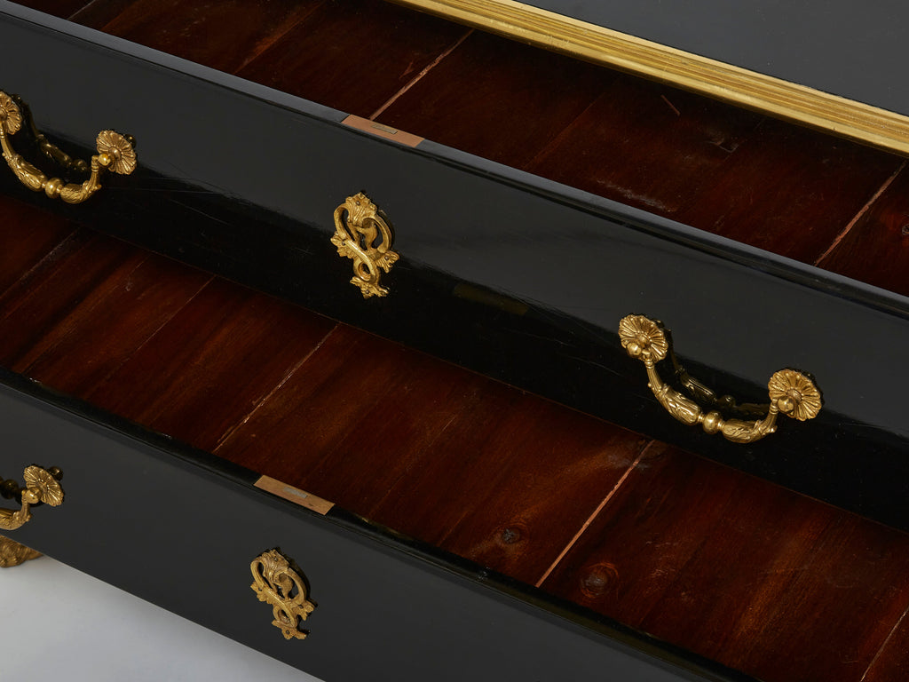 Stamped Maison Jansen ebonized bronze chest of drawers 1950s