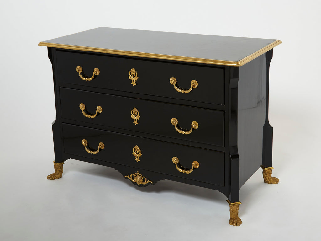 Stamped Maison Jansen ebonized bronze chest of drawers 1950s
