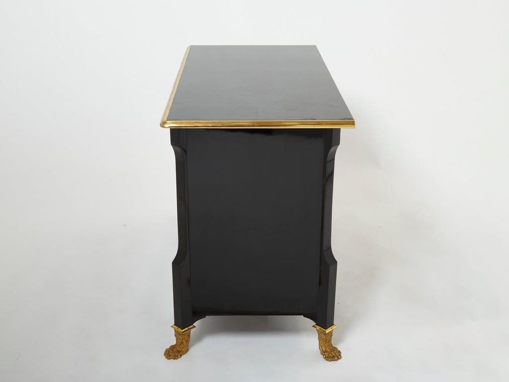 Stamped Maison Jansen ebonized bronze chest of drawers 1950s