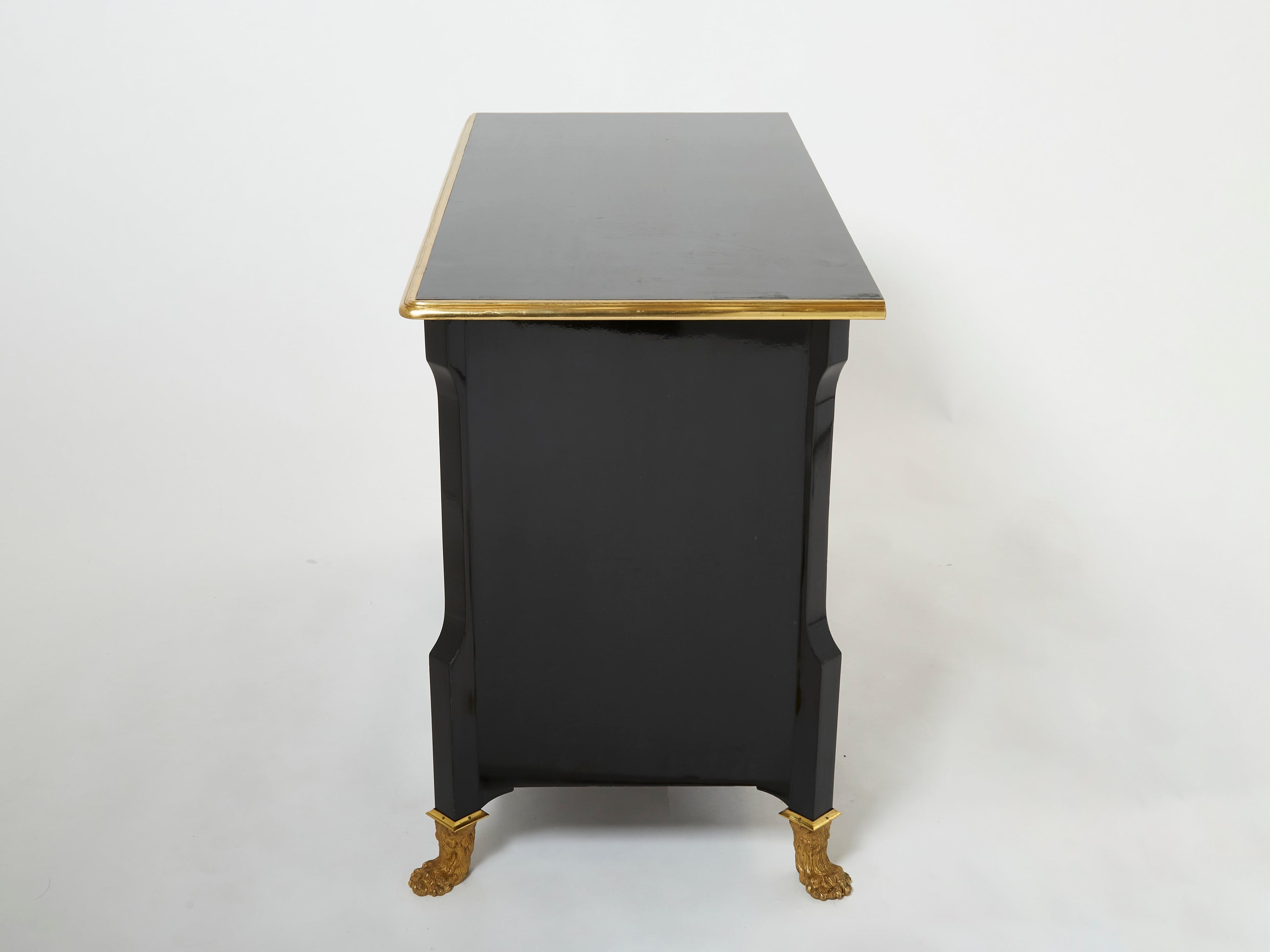 Stamped Maison Jansen ebonized bronze chest of drawers 1950s