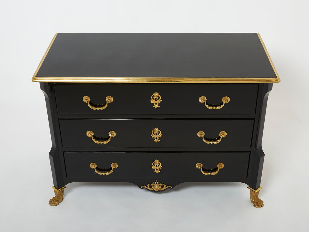 Stamped Maison Jansen ebonized bronze chest of drawers 1950s