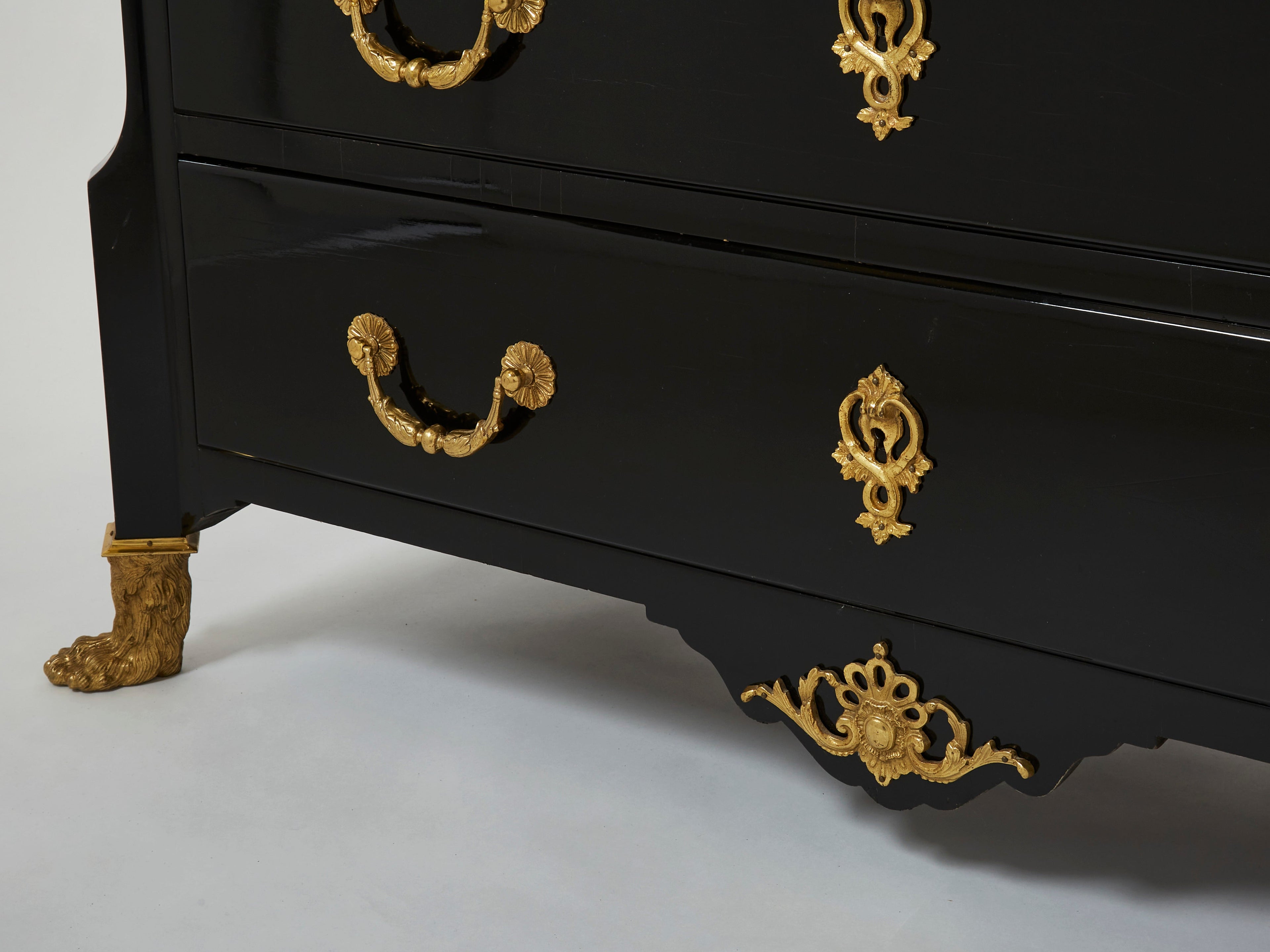 Stamped Maison Jansen ebonized bronze chest of drawers 1950s