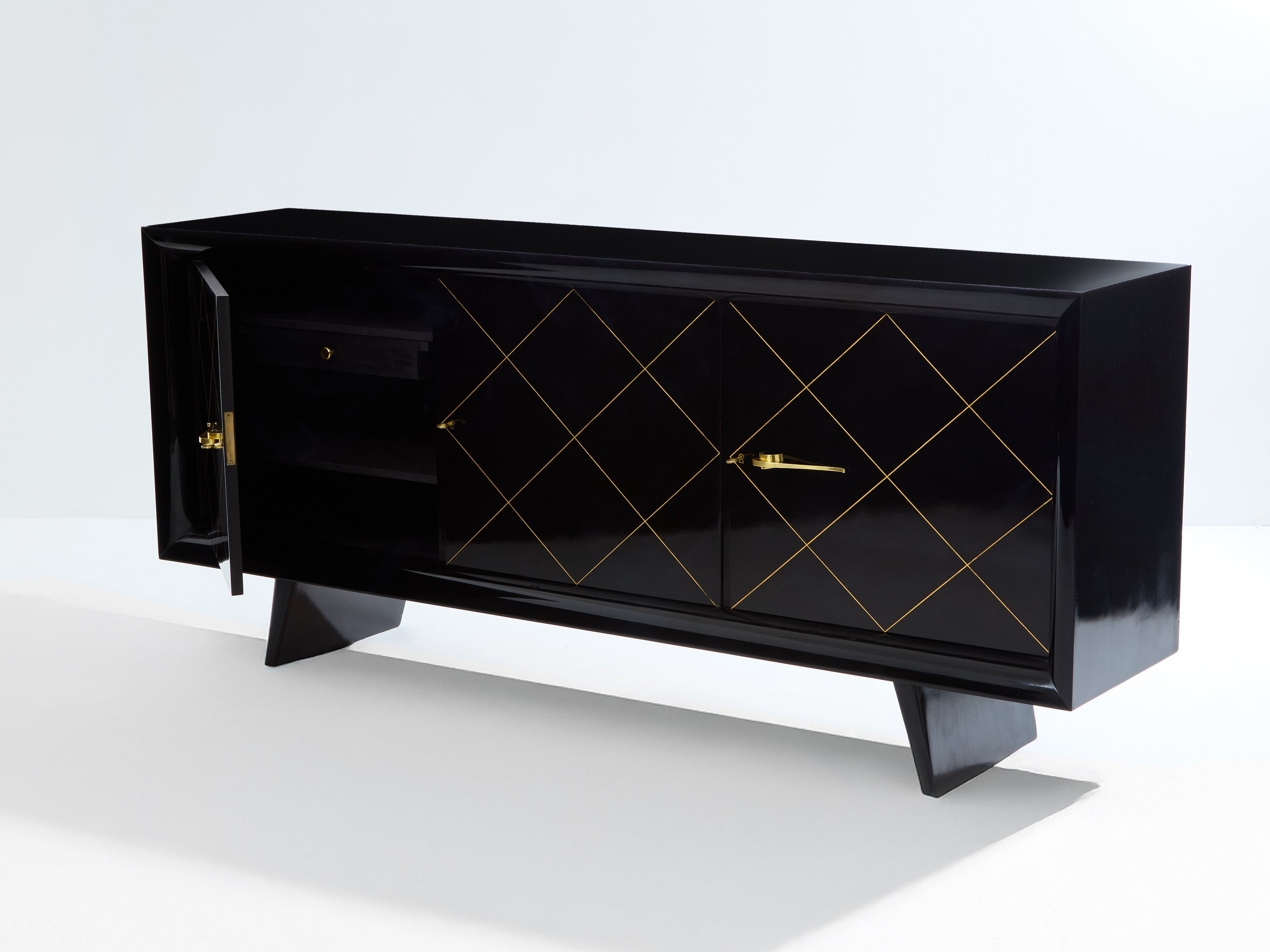 Suzanne Guiguichon ebonized sycamore brass gilt sideboard 1940