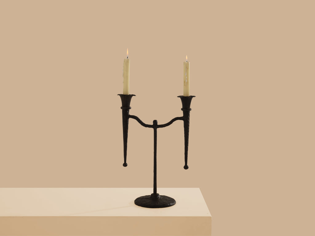 Tall French brutalist bronze candlestick 1940