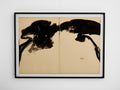 T’ang Haywen signed diptych ink on beige paper 1972
