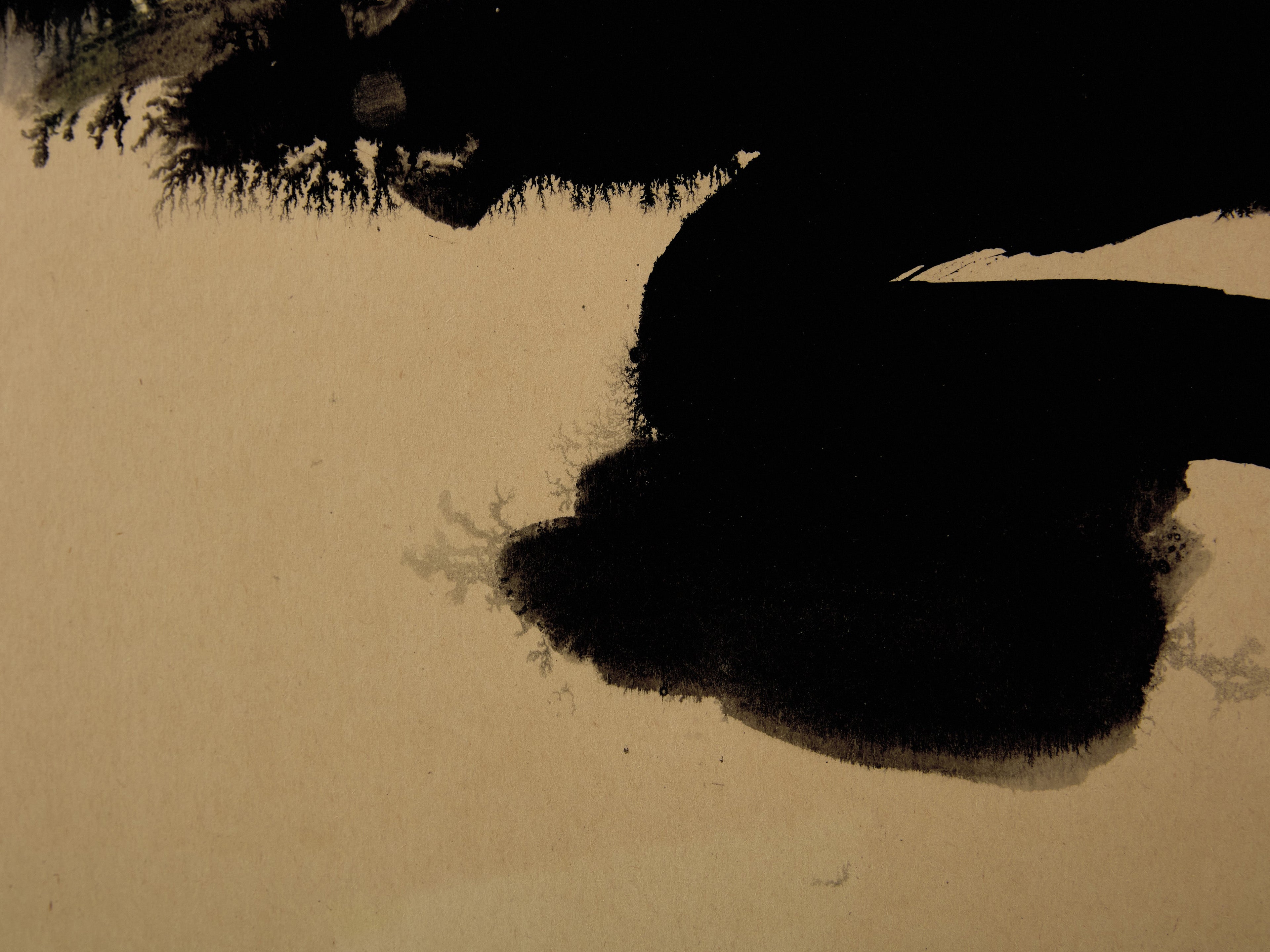 T’ang Haywen signed diptych ink on beige paper 1972