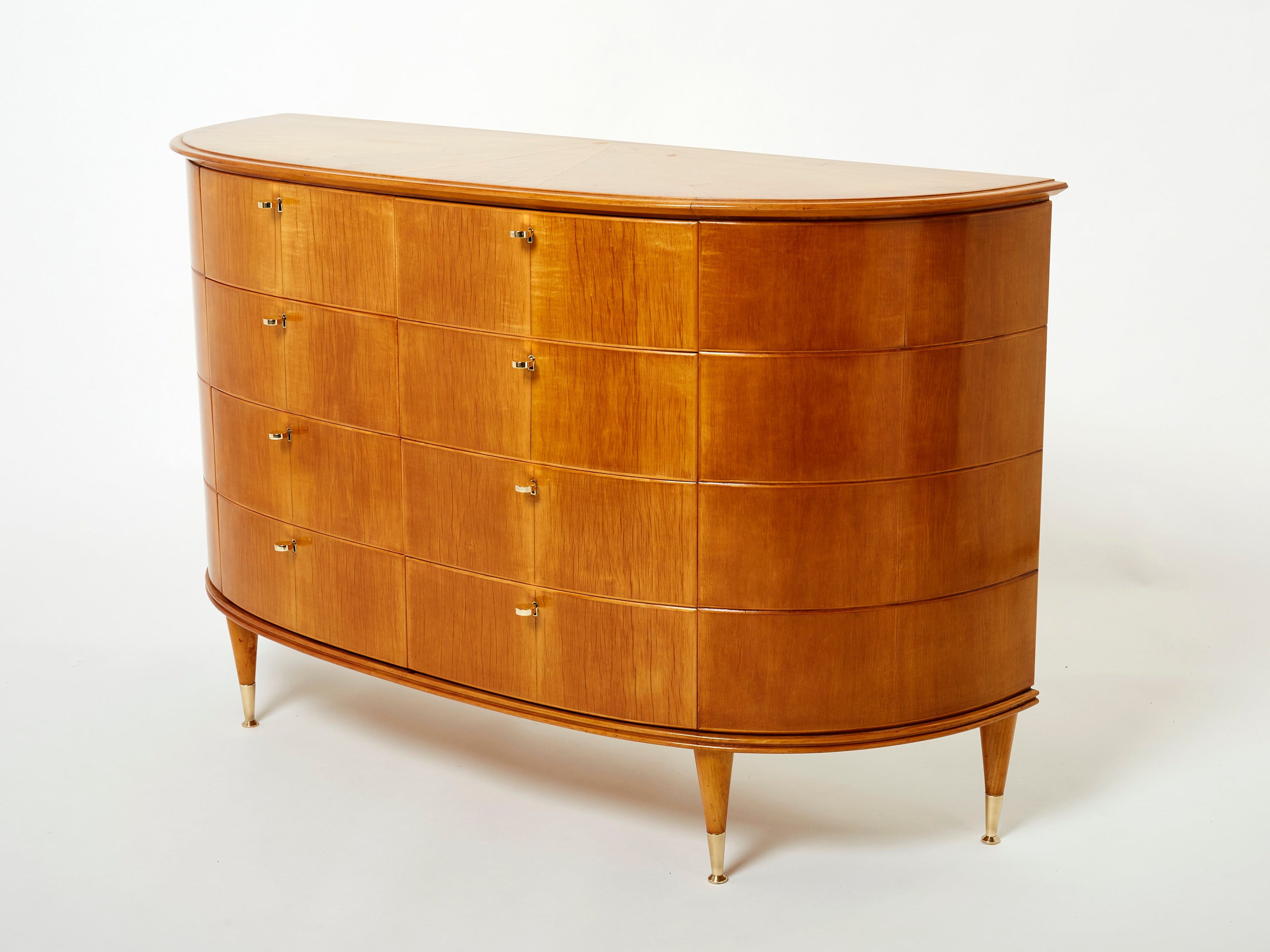 Tomaso Buzzi Italian sycamore and brass commode 1940s