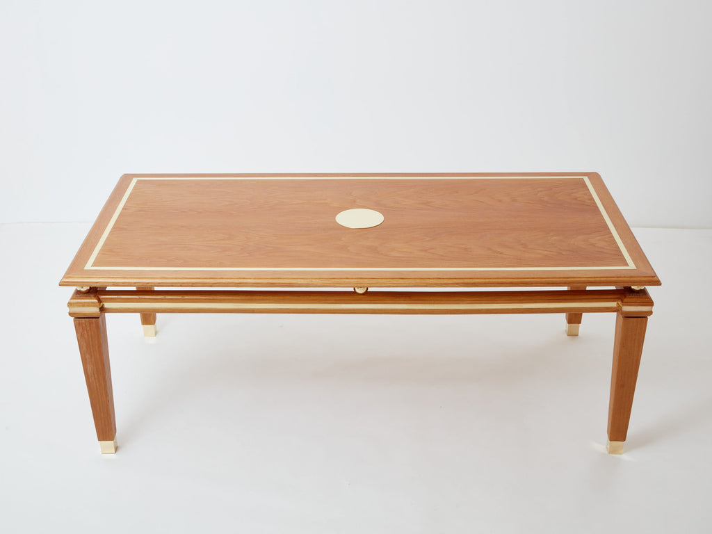 Tommaso Barbi cerused oak and brass dining table 1970s