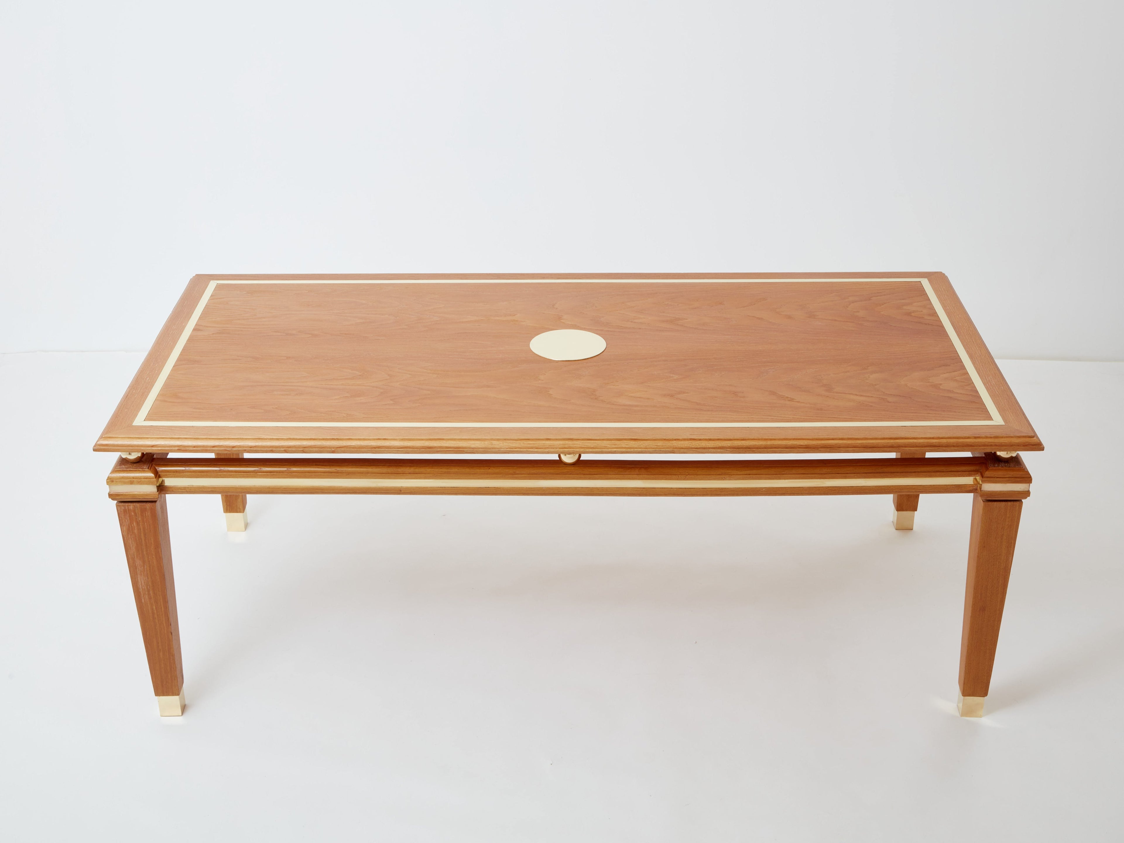 Tommaso Barbi cerused oak and brass dining table 1970s
