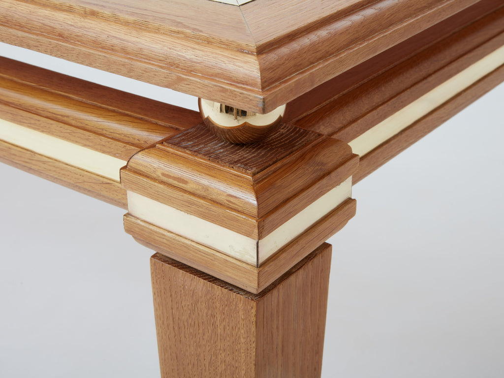 Tommaso Barbi cerused oak and brass dining table 1970s