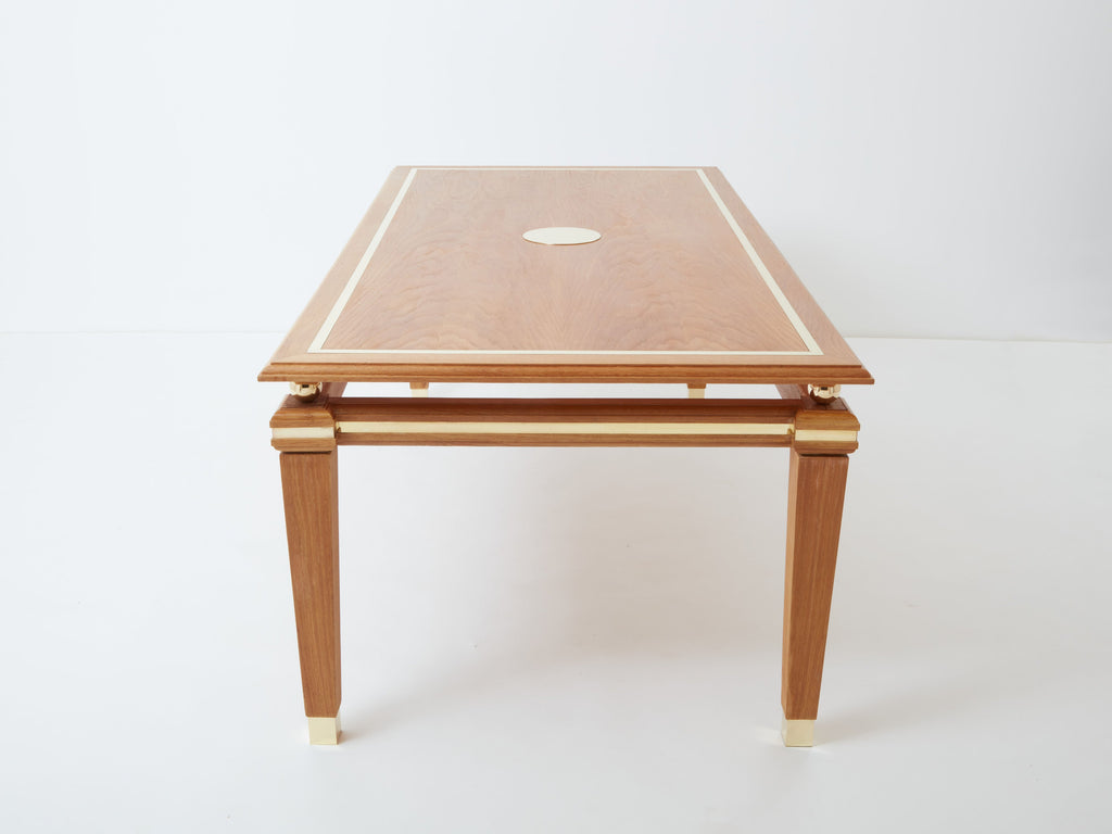Tommaso Barbi cerused oak and brass dining table 1970s