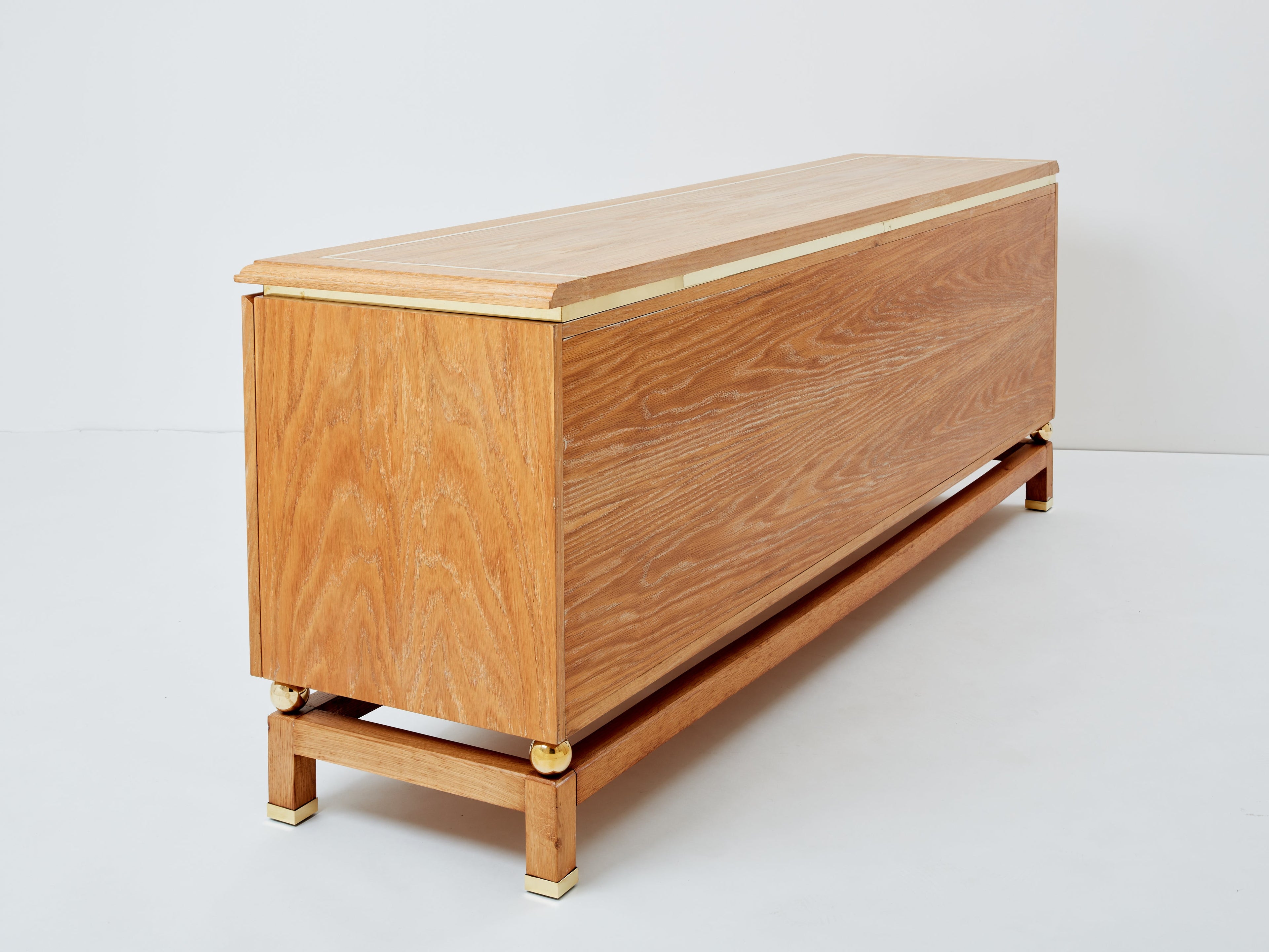 Tommaso Barbi cerused oak and brass sideboard 1970s