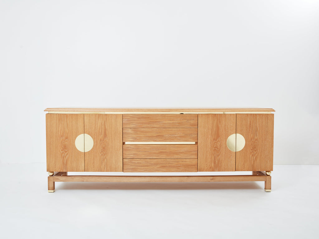 Tommaso Barbi cerused oak and brass sideboard 1970s
