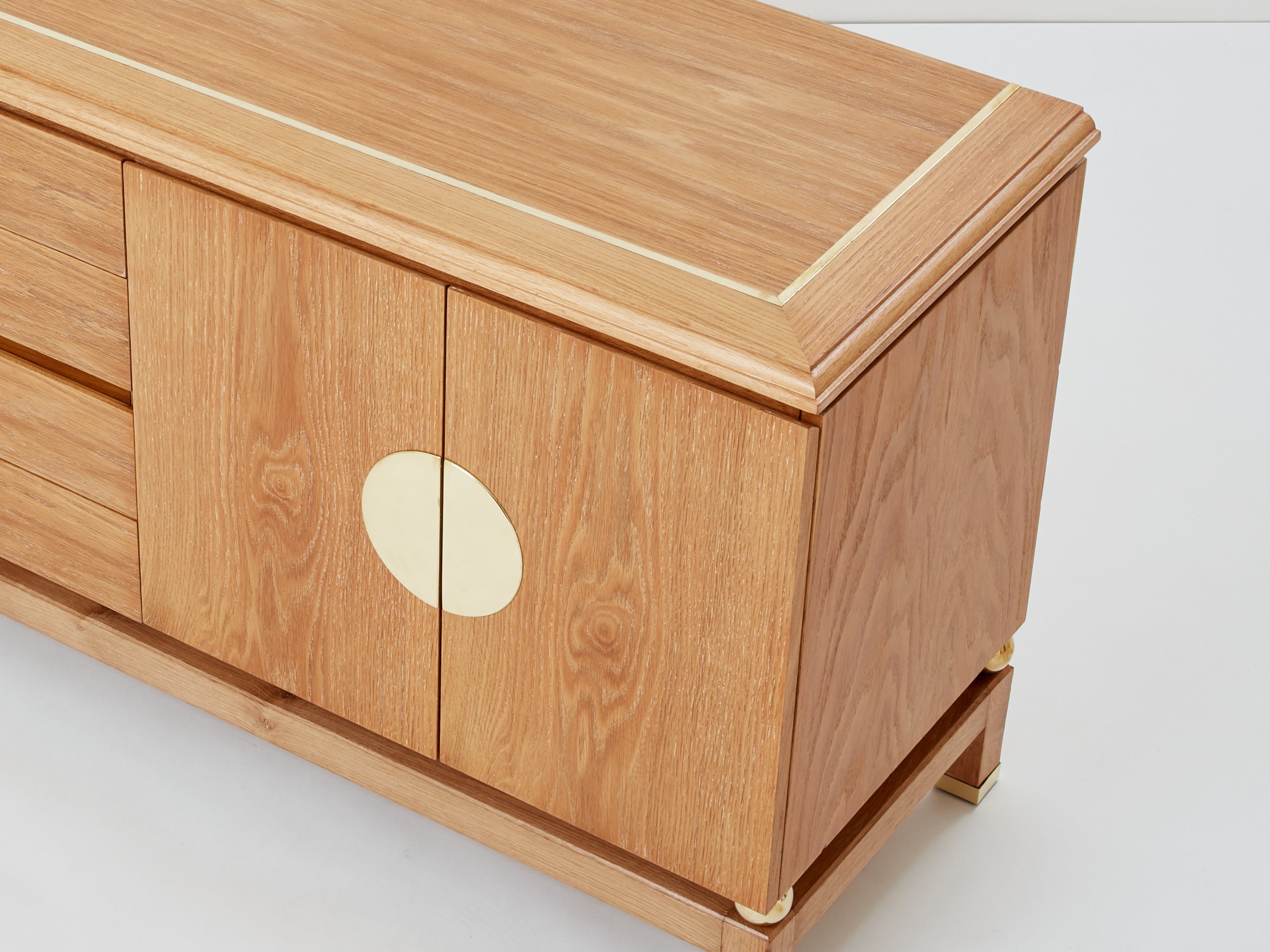 Tommaso Barbi cerused oak and brass sideboard 1970s