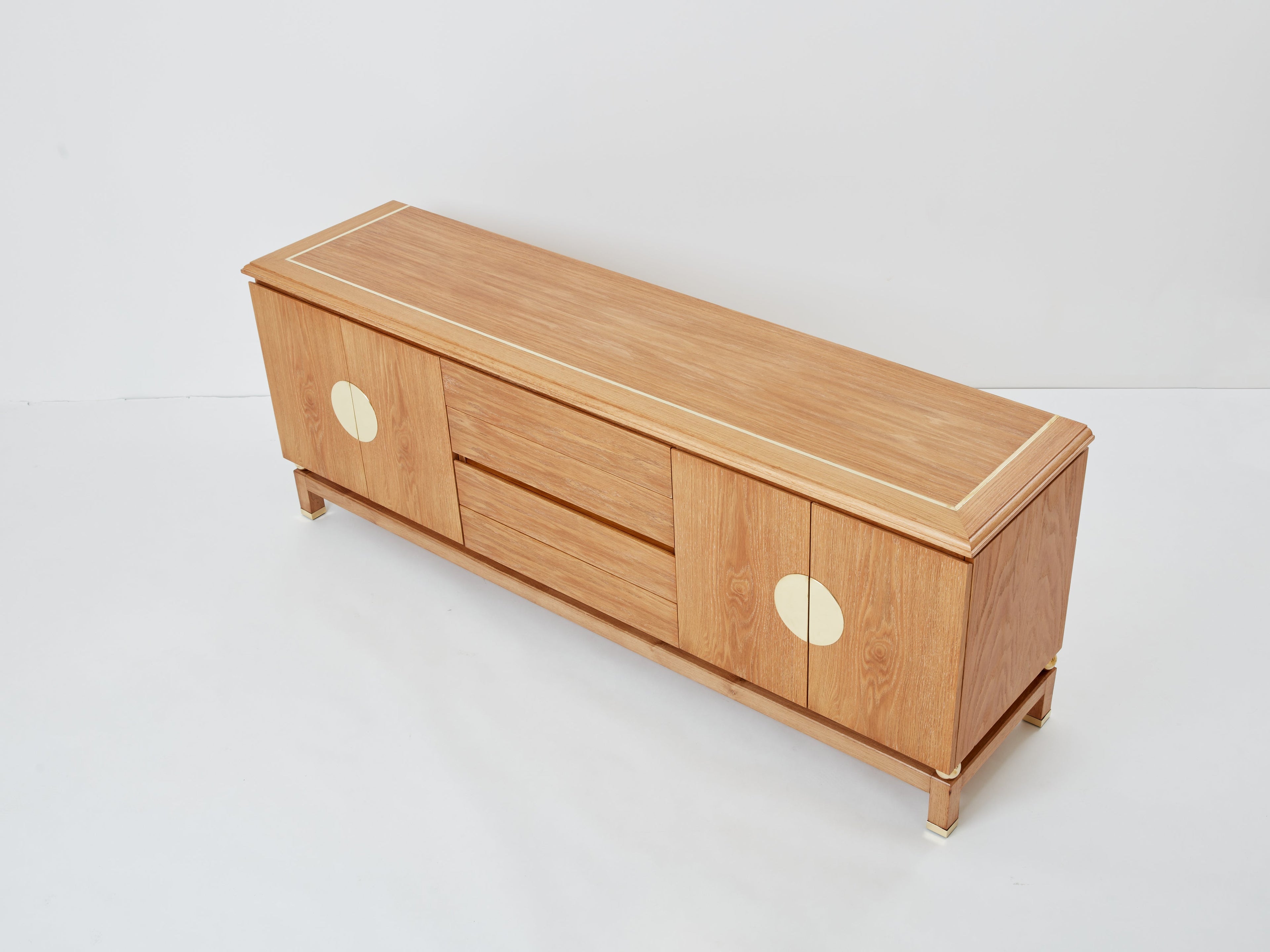 Tommaso Barbi cerused oak and brass sideboard 1970s