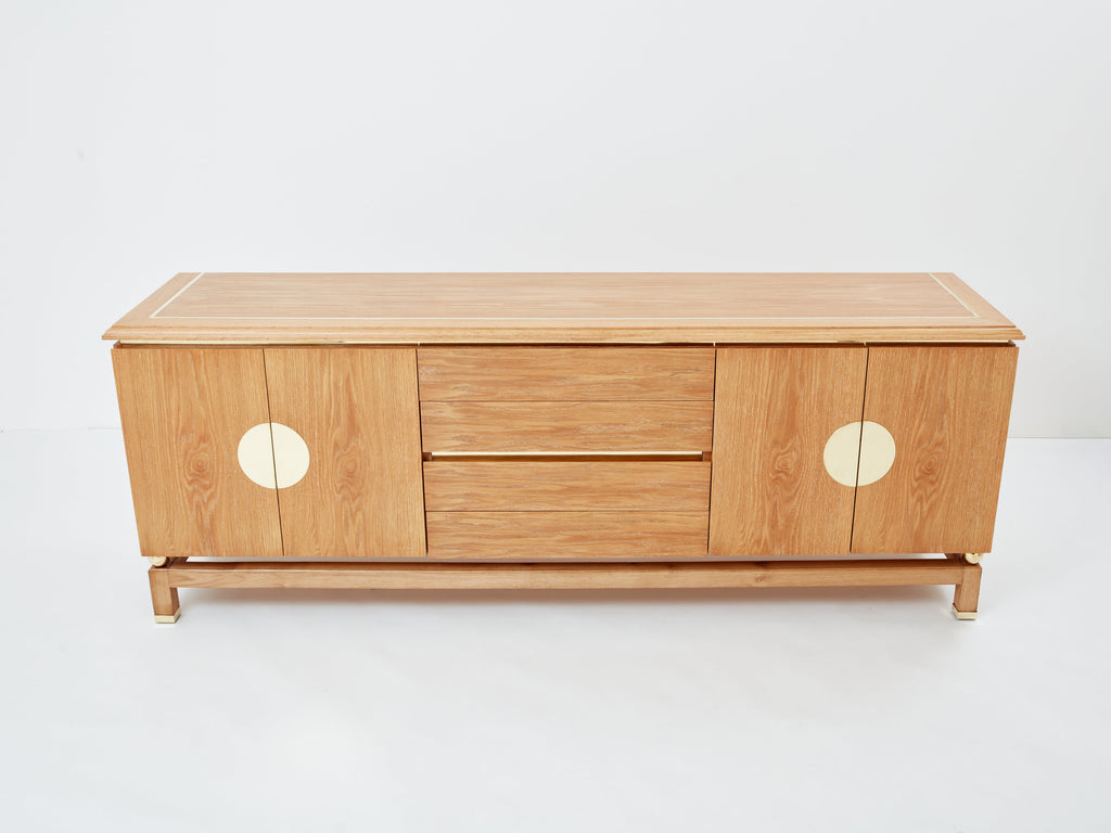 Tommaso Barbi cerused oak and brass sideboard 1970s