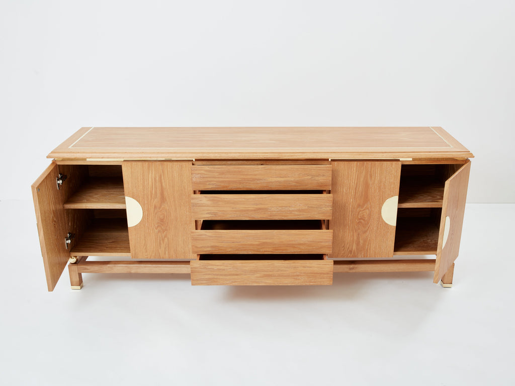 Tommaso Barbi cerused oak and brass sideboard 1970s