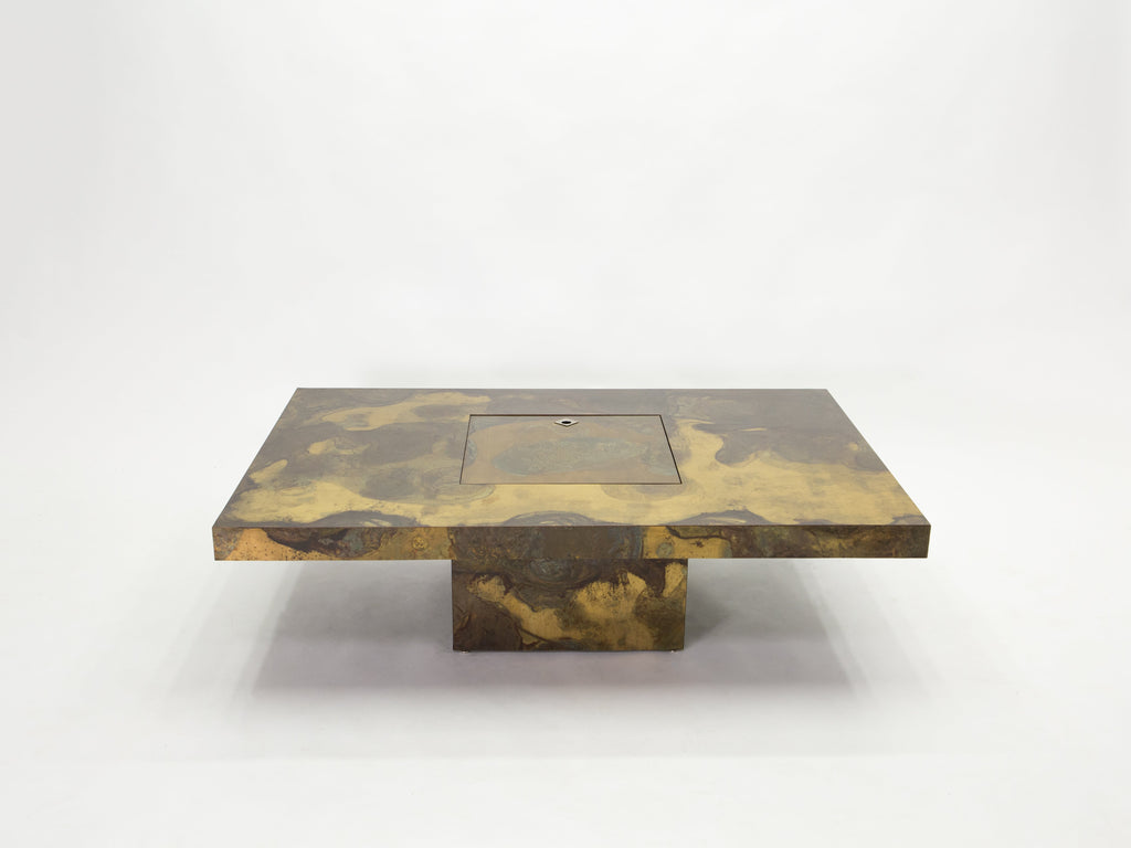 Unique Isabelle and Richard Faure brass coffee table 1970s