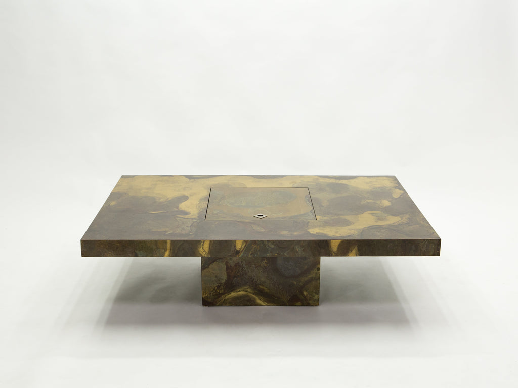 Unique Isabelle and Richard Faure brass coffee table 1970s