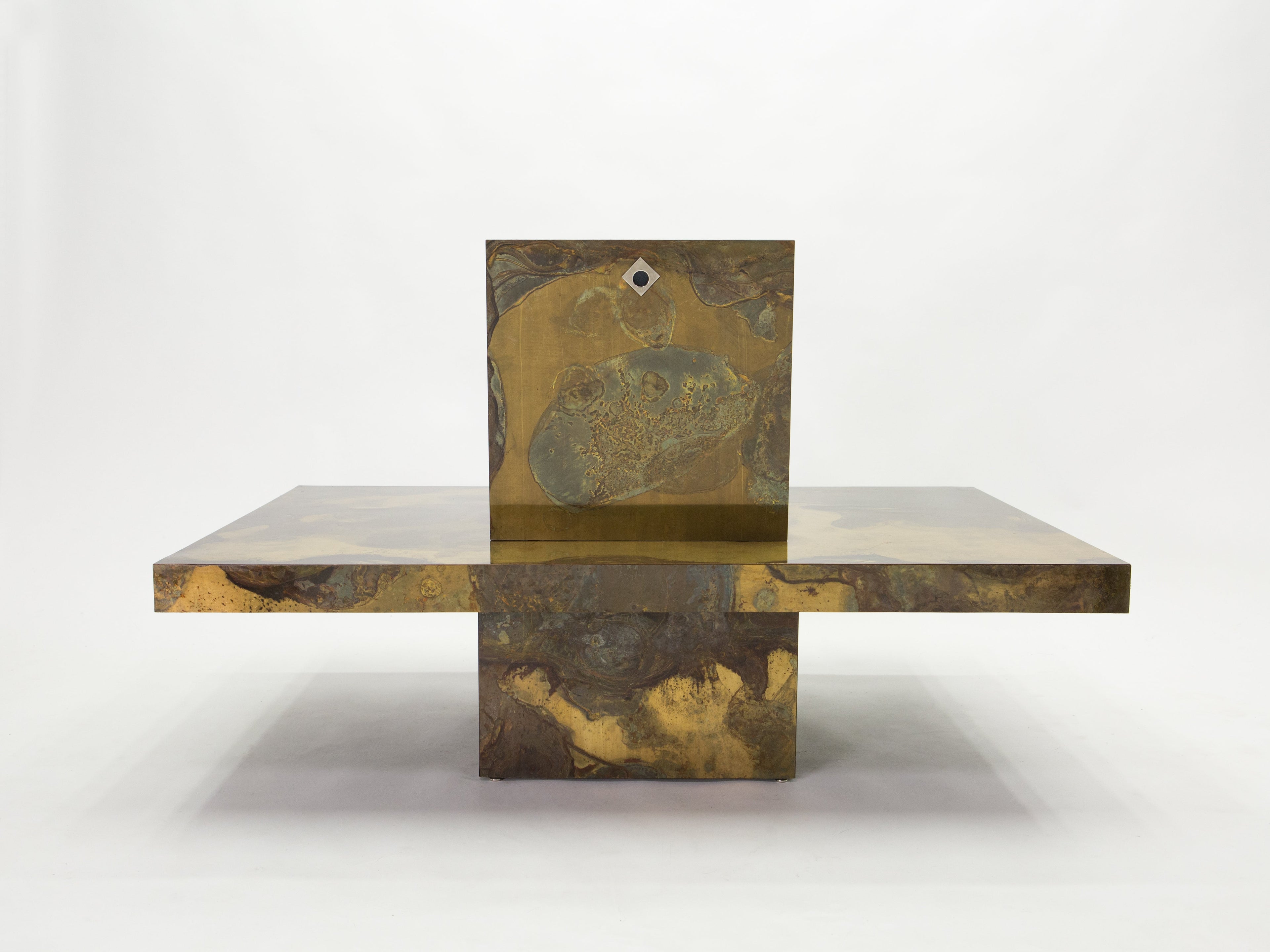 Unique Isabelle and Richard Faure brass coffee table 1970s