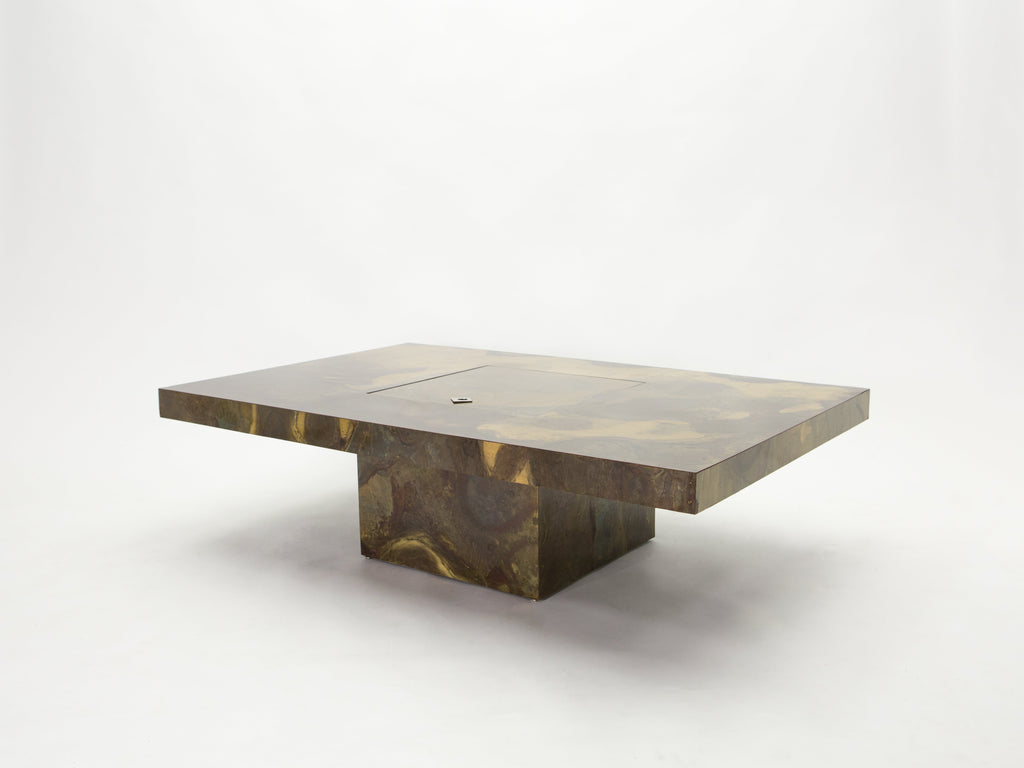 Unique Isabelle and Richard Faure brass coffee table 1970s