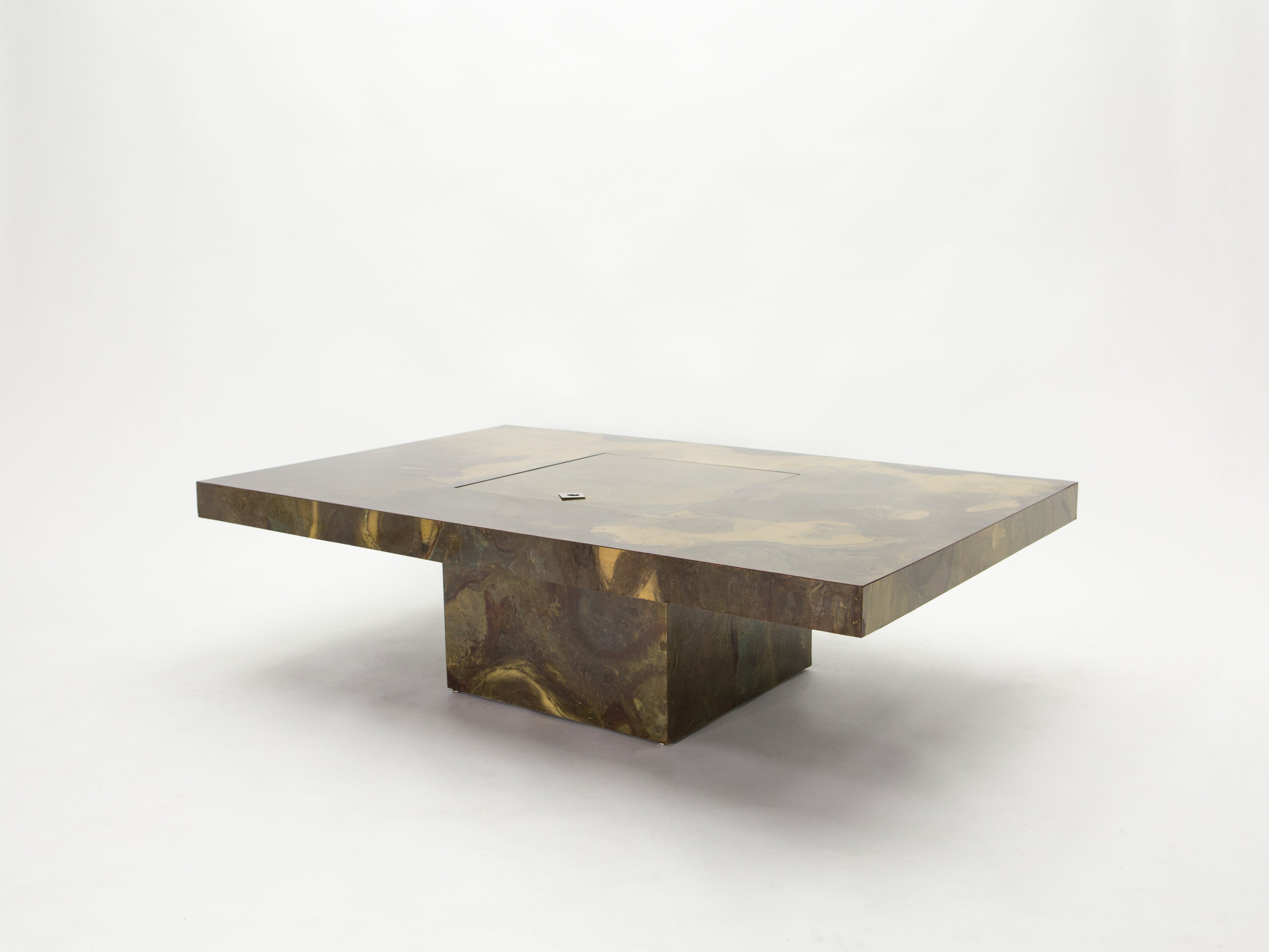 Unique Isabelle and Richard Faure brass coffee table 1970s