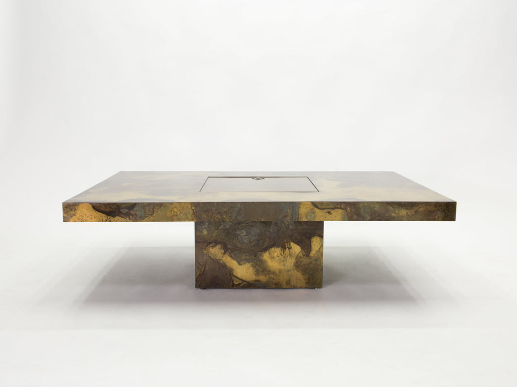 Unique Isabelle and Richard Faure brass coffee table 1970s