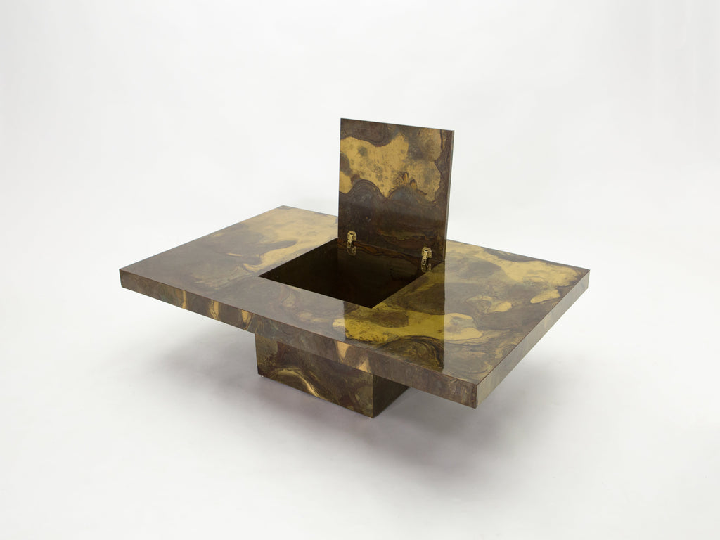Unique Isabelle and Richard Faure brass coffee table 1970s