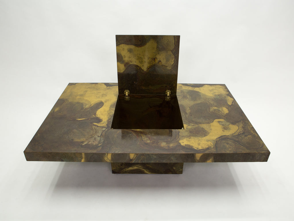 Unique Isabelle and Richard Faure brass coffee table 1970s