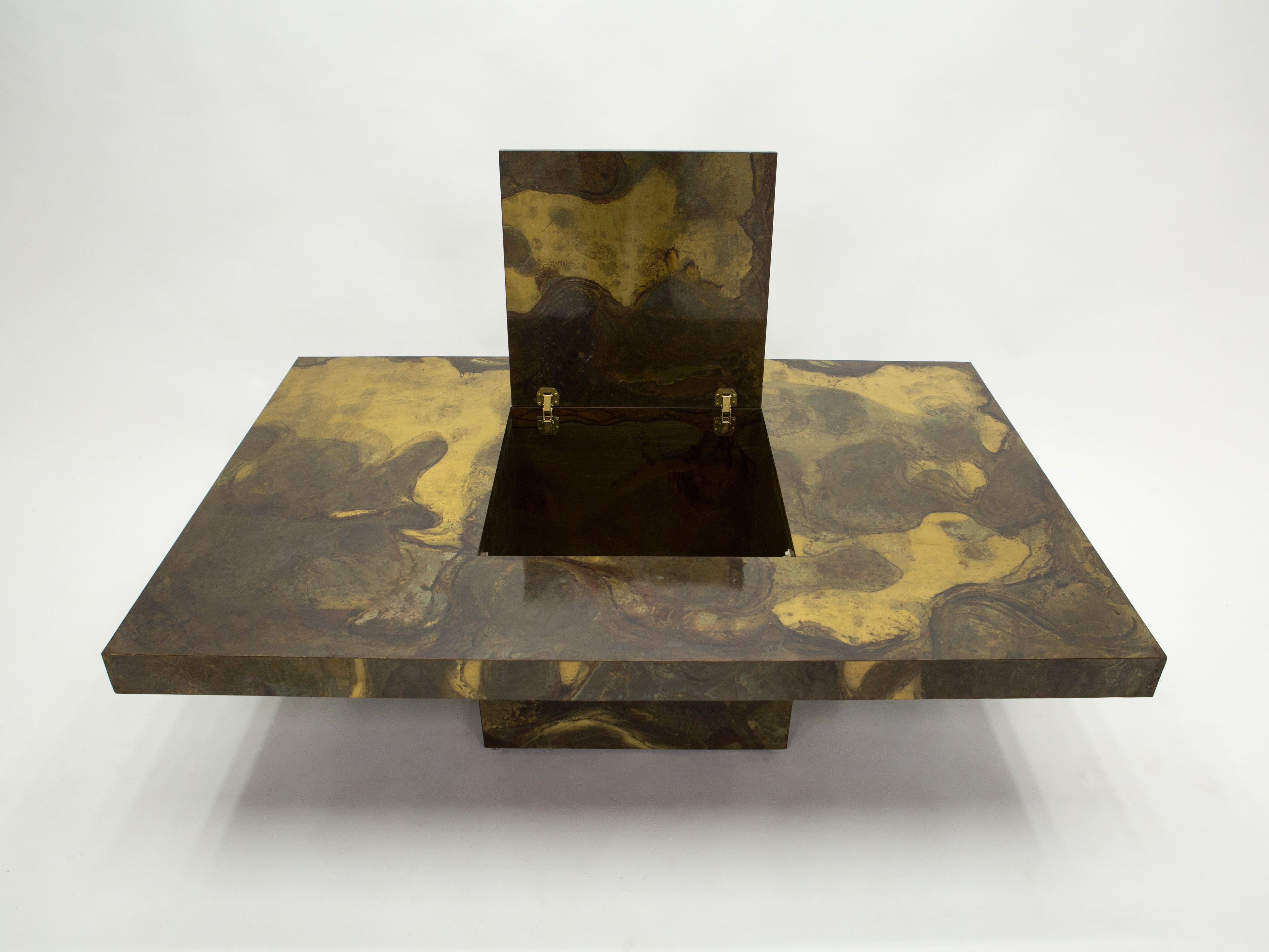 Unique Isabelle and Richard Faure brass coffee table 1970s