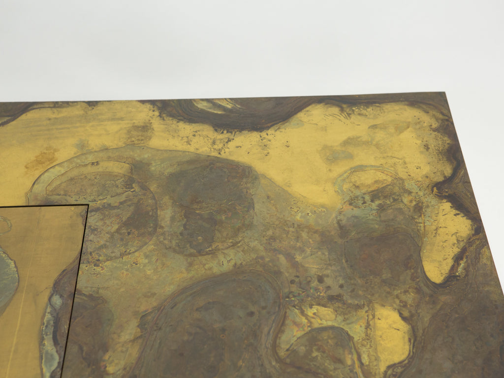 Unique Isabelle and Richard Faure brass coffee table 1970s