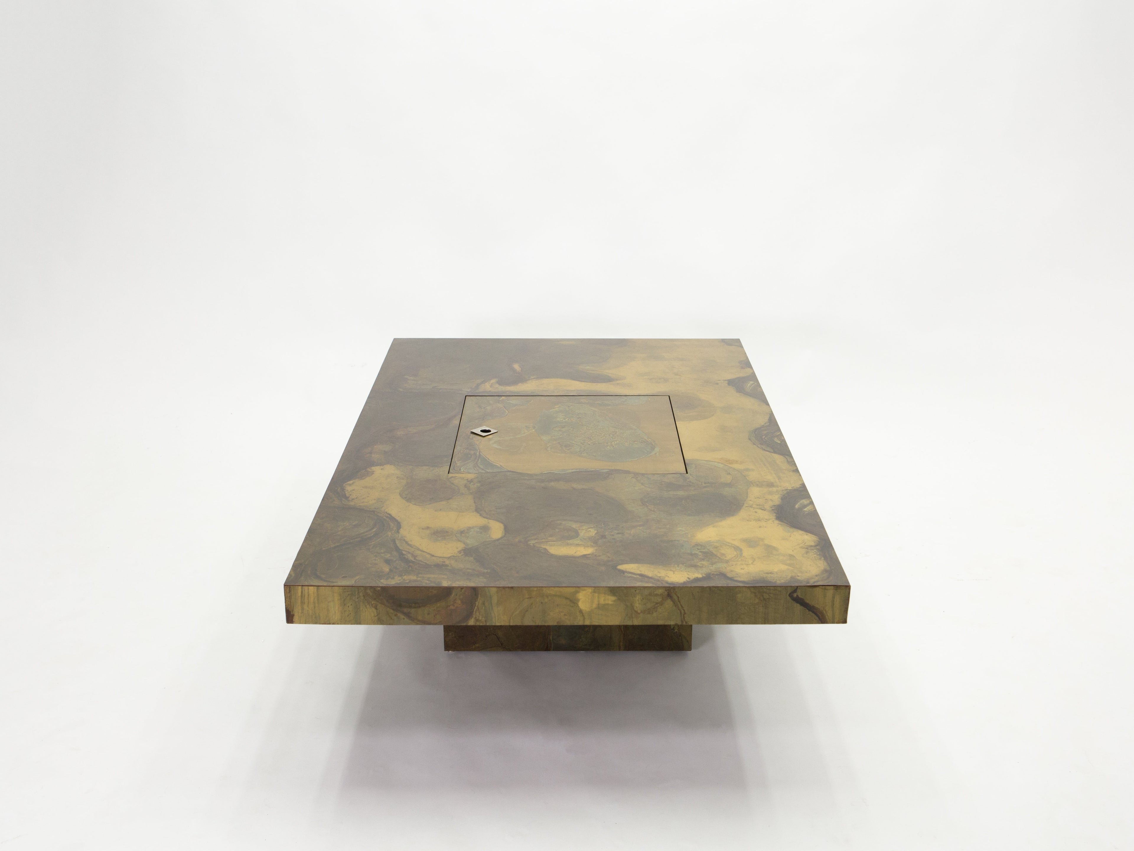 Unique Isabelle and Richard Faure brass coffee table 1970s