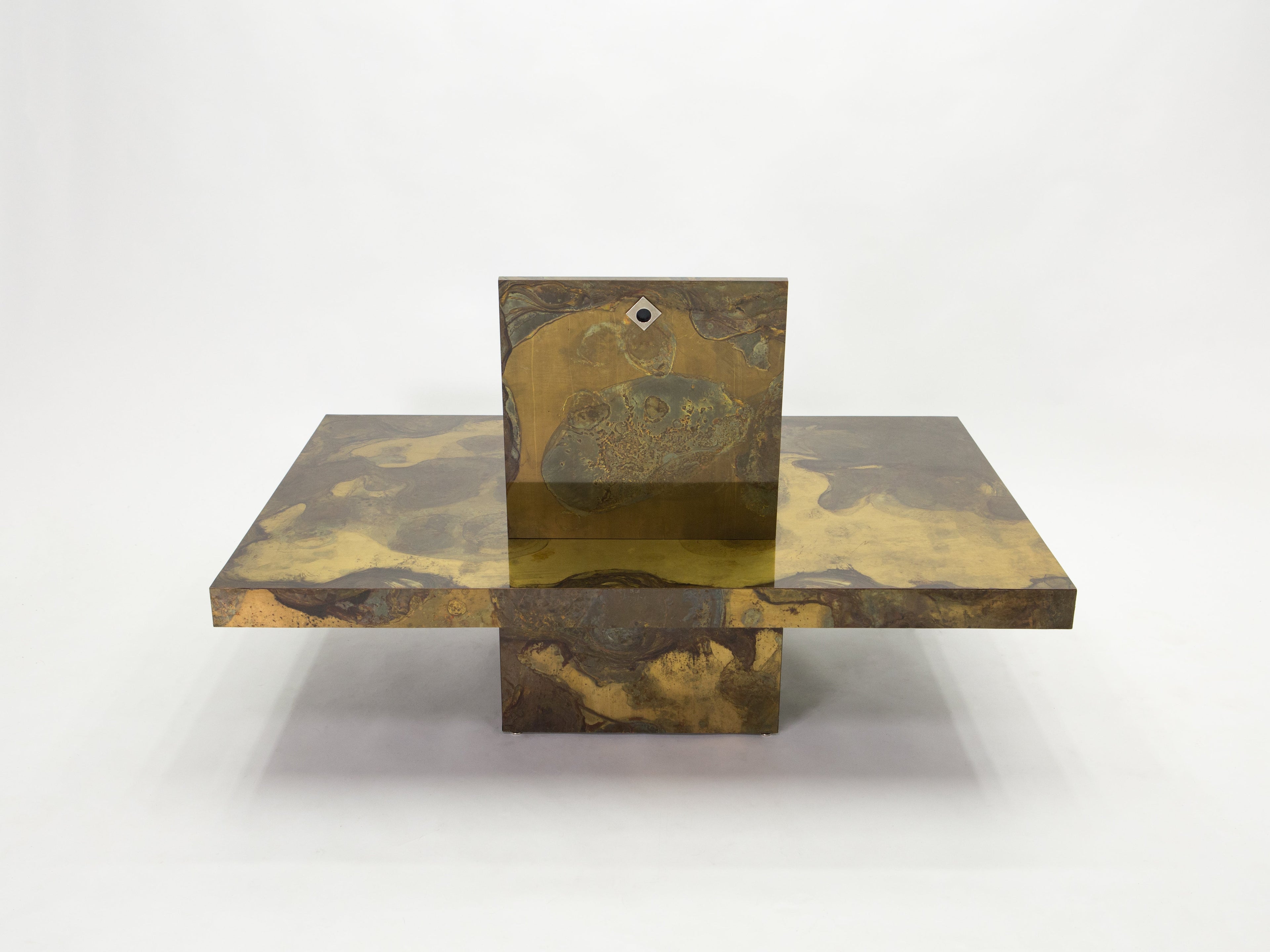 Unique Isabelle and Richard Faure brass coffee table 1970s