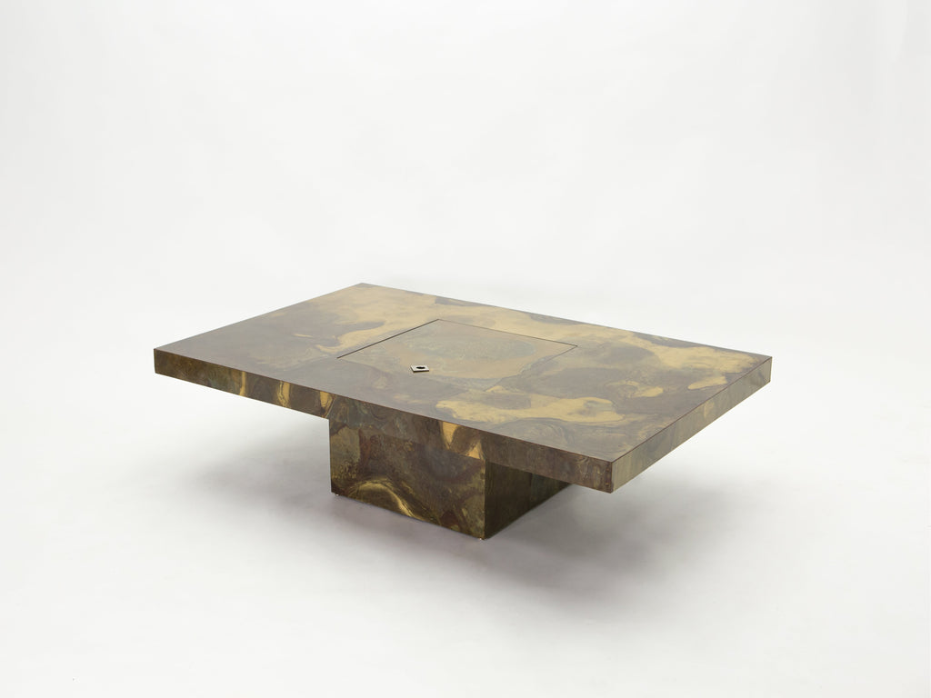 Unique Isabelle and Richard Faure brass coffee table 1970s