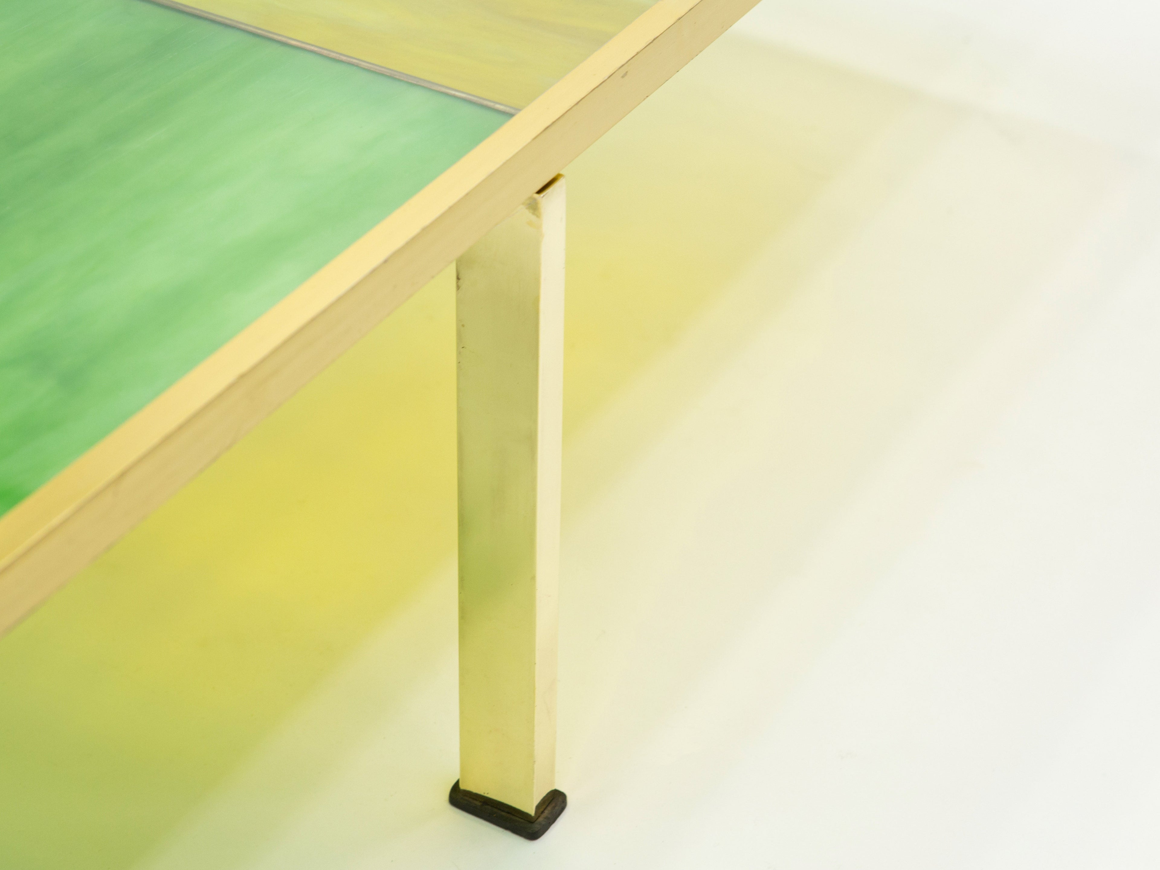 Unique Italian Murano stained glass and brass coffee table 1960s