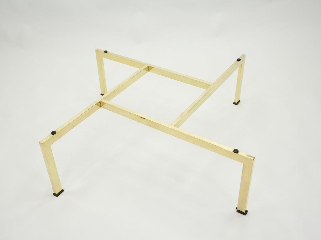 Unique Italian Murano stained glass and brass coffee table 1960s