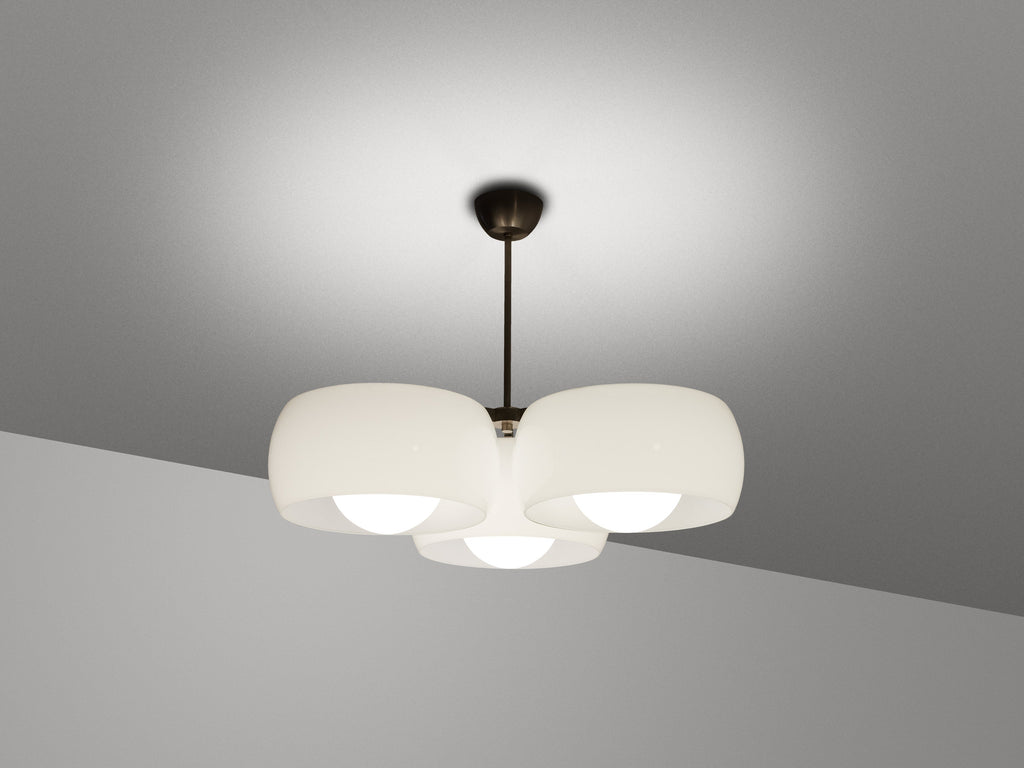 Vico Magistretti for Artemide opaline glass Triclinio chandelier 1967