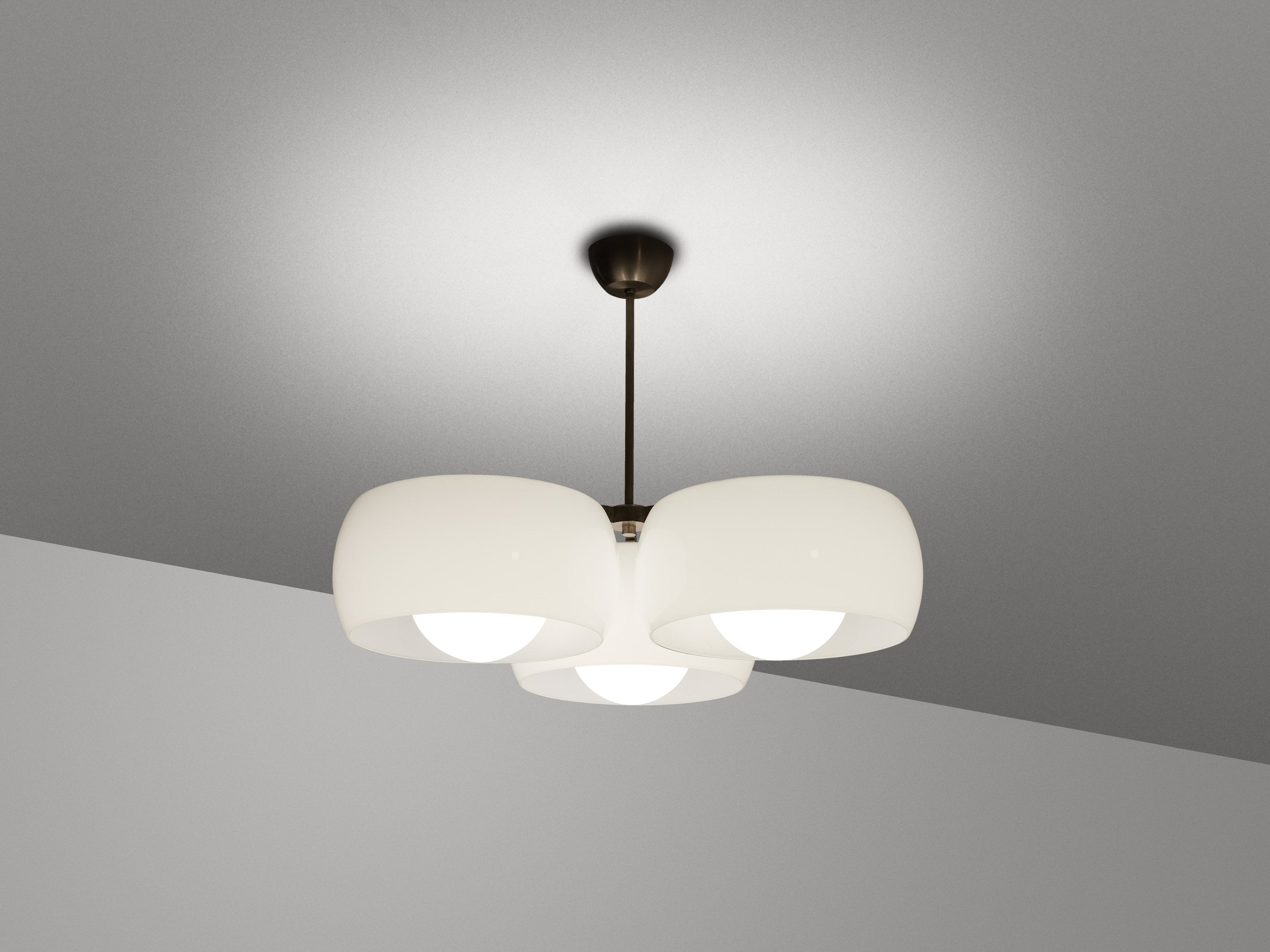 Vico Magistretti for Artemide opaline glass Triclinio chandelier 1967