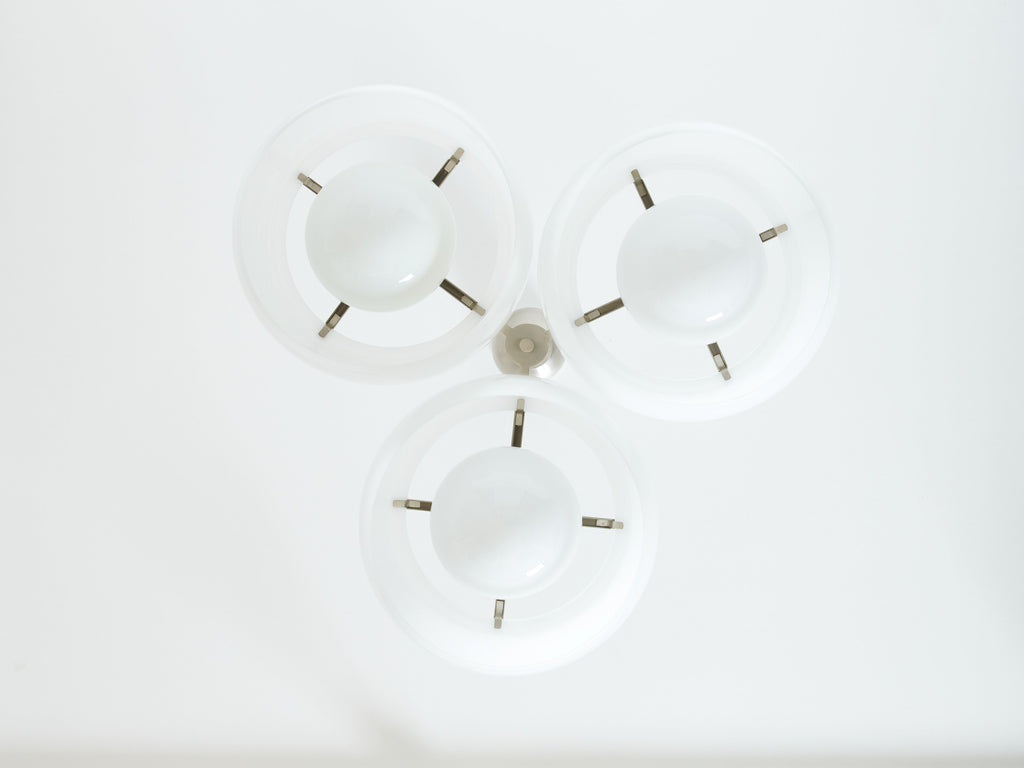 Vico Magistretti for Artemide opaline glass Triclinio chandelier 1967