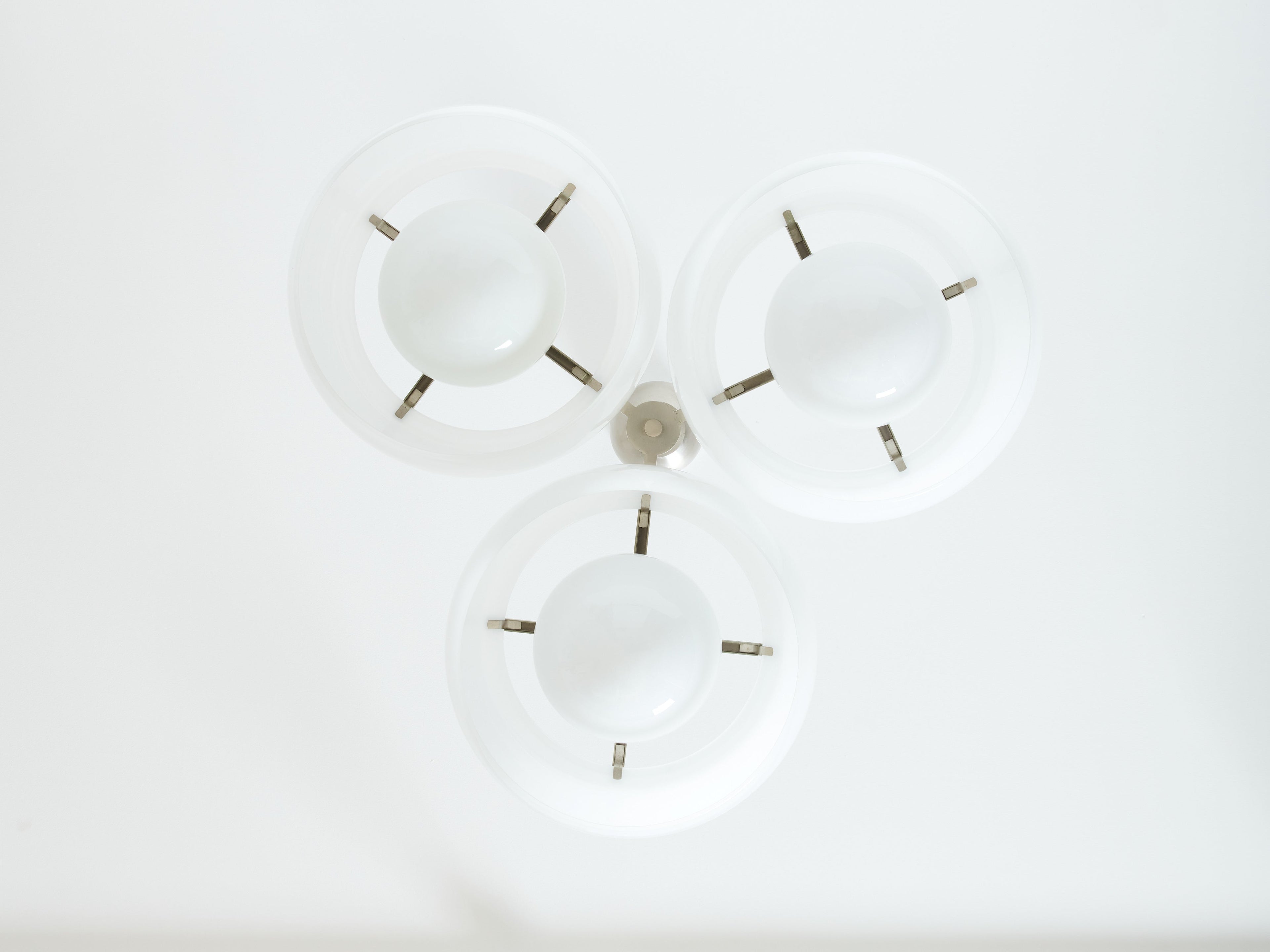 Vico Magistretti for Artemide opaline glass Triclinio chandelier 1967
