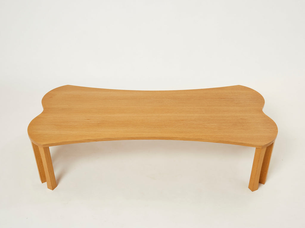 Unique Vincent Poujardieu free form oak wood coffee table 1992