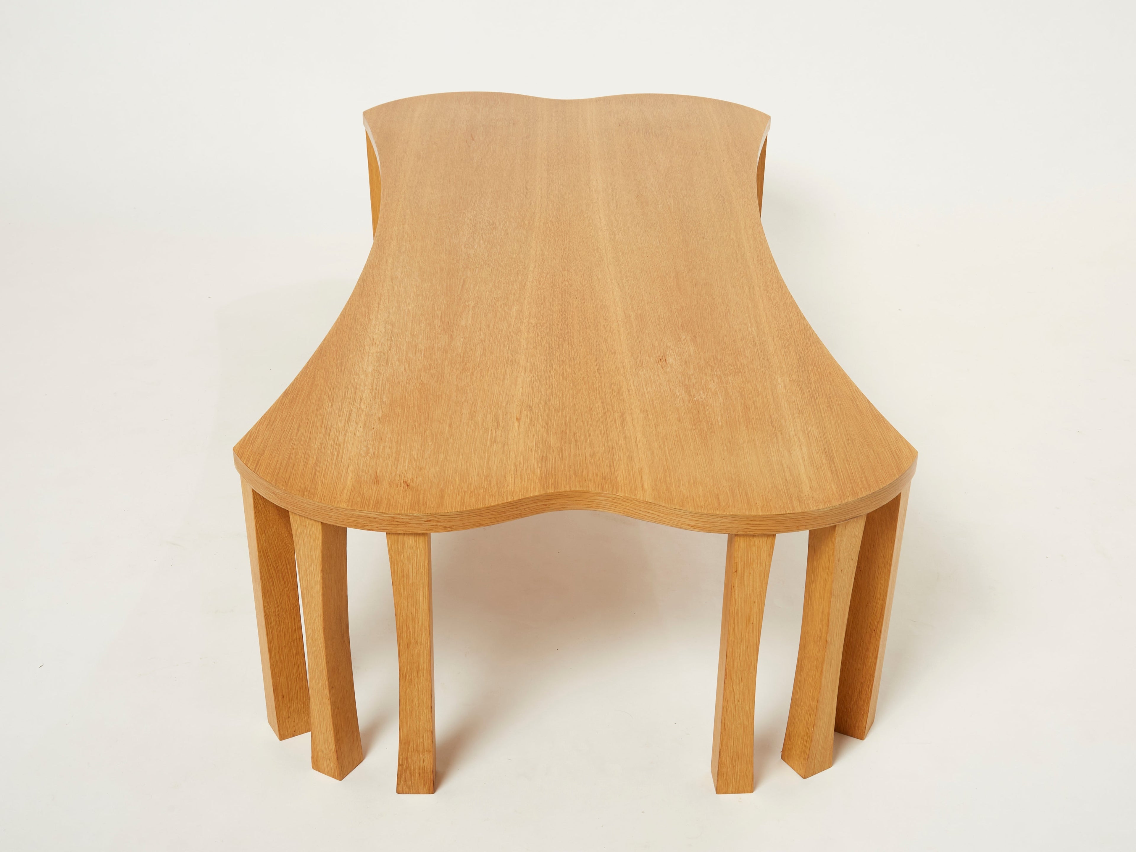 Unique Vincent Poujardieu free form oak wood coffee table 1992