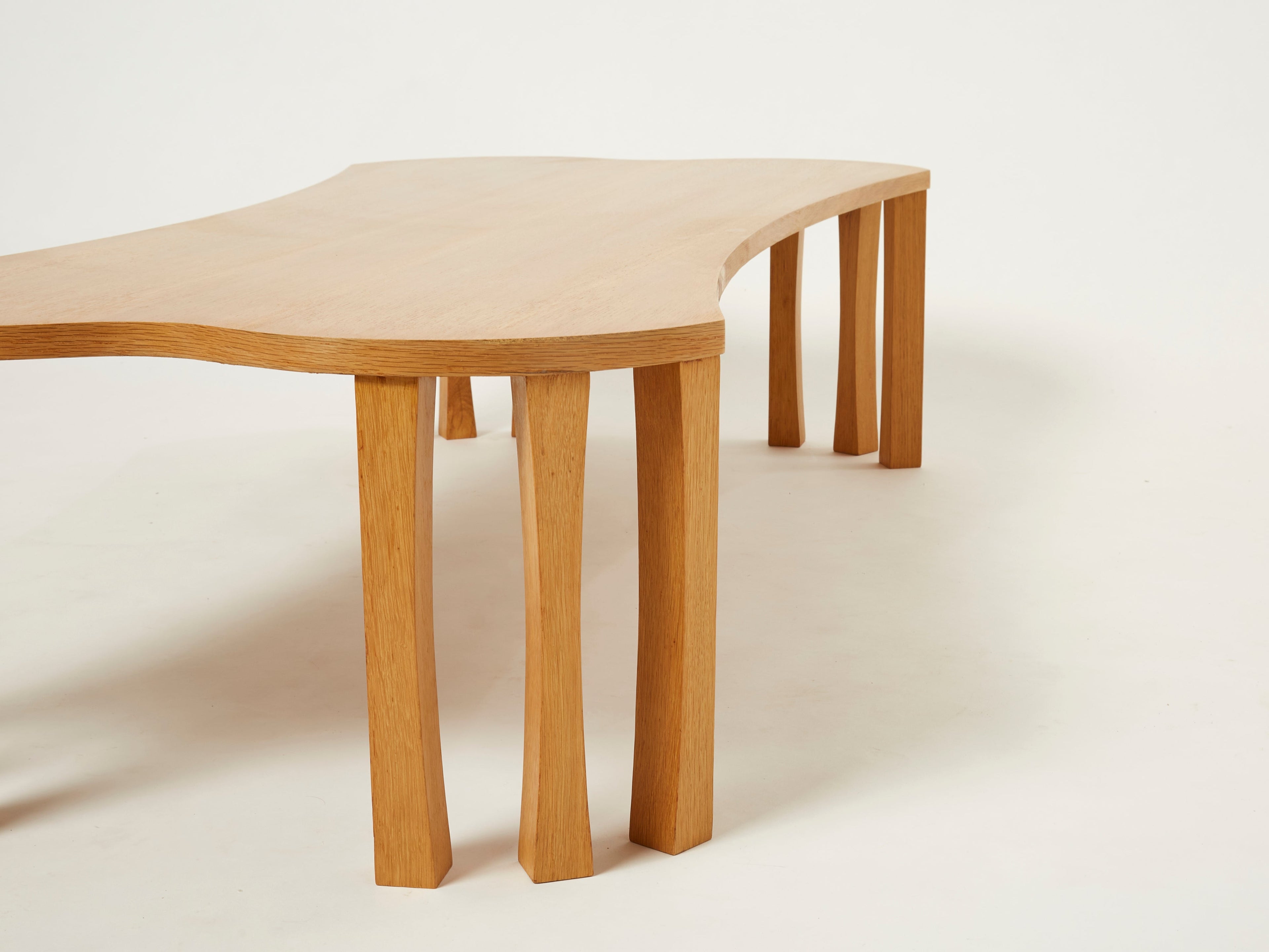 Unique Vincent Poujardieu free form oak wood coffee table 1992
